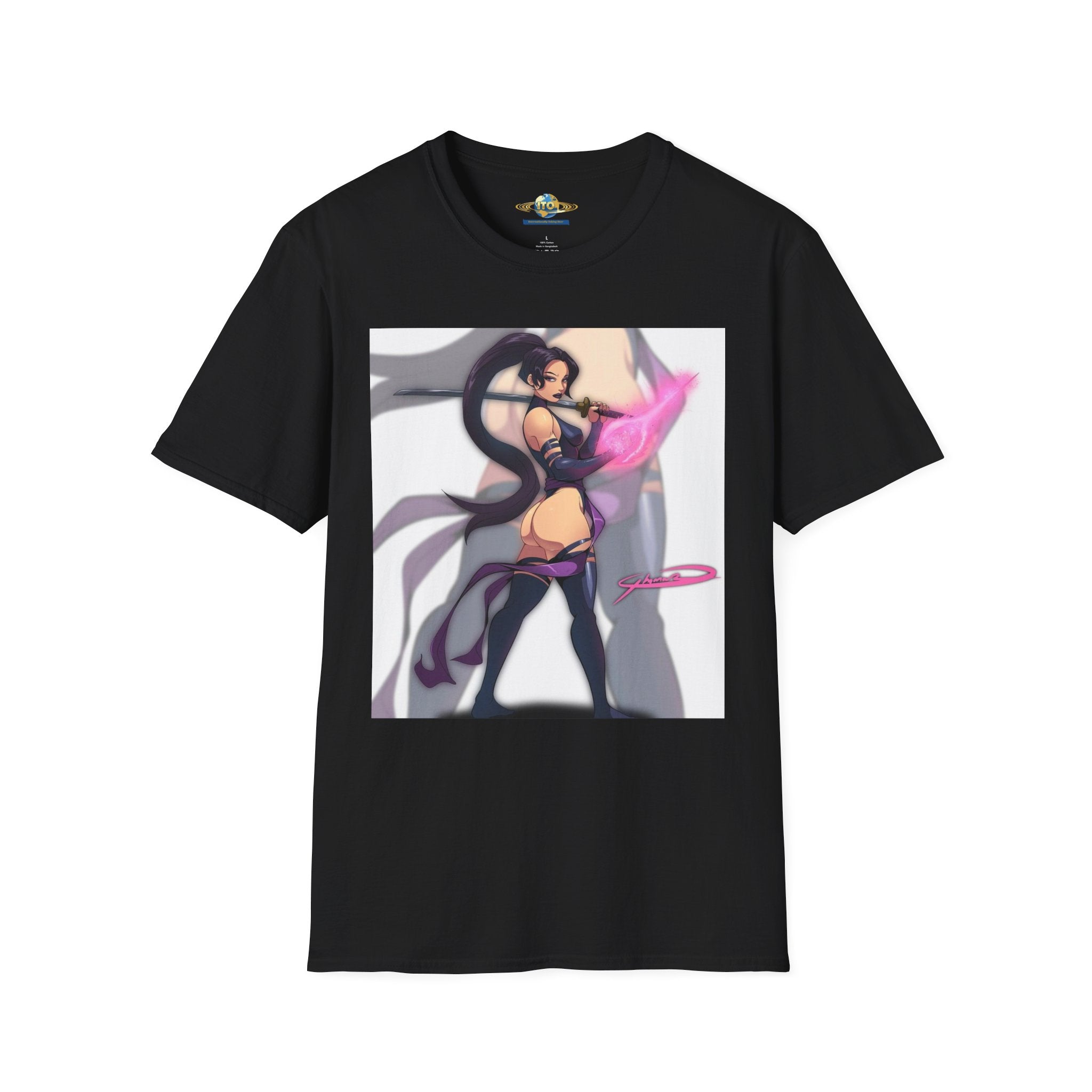 Anime Sorceress Graphic T-Shirt — Pink Energy Mage Illustration