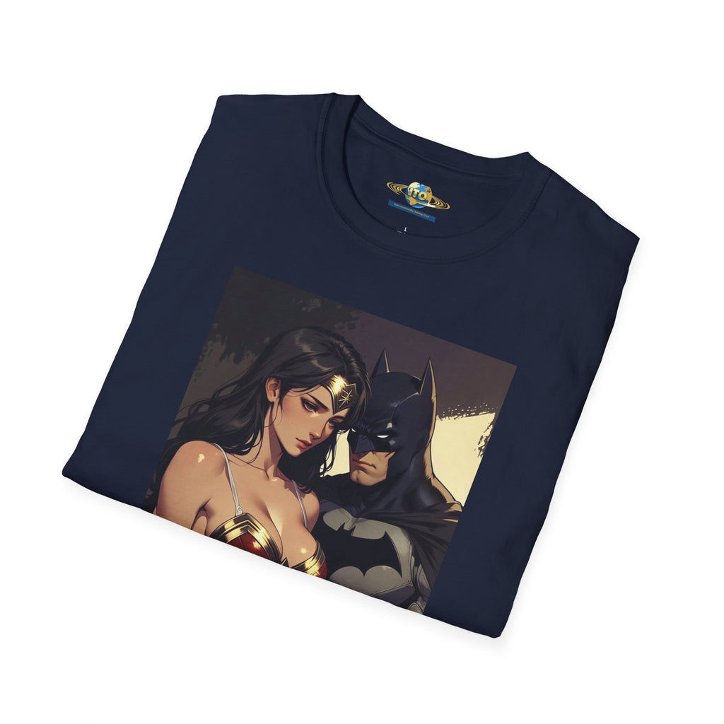 Batman & Wonder Woman Portrait T‑Shirt — Romantic Superhero Art Tee
