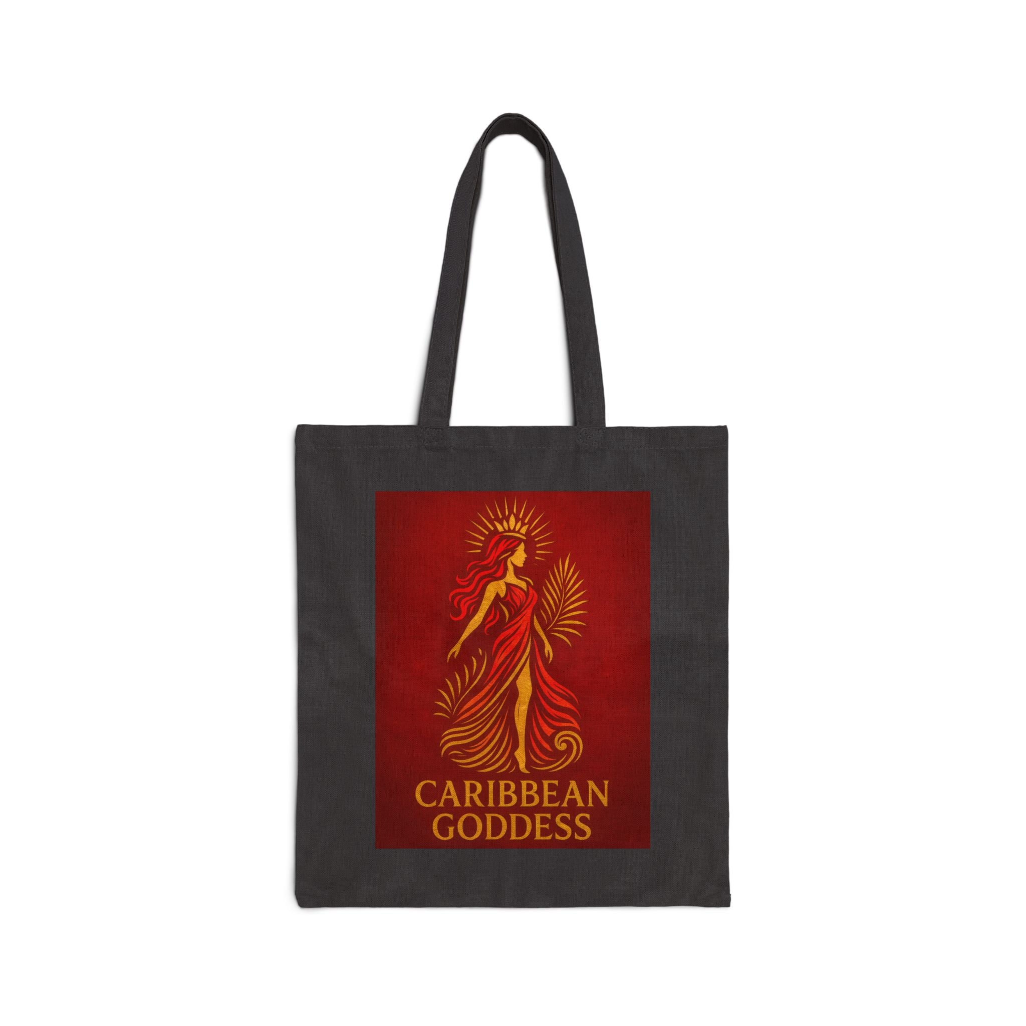 Cotton Tote Bag — "Caribbean Goddess" Red Art Print