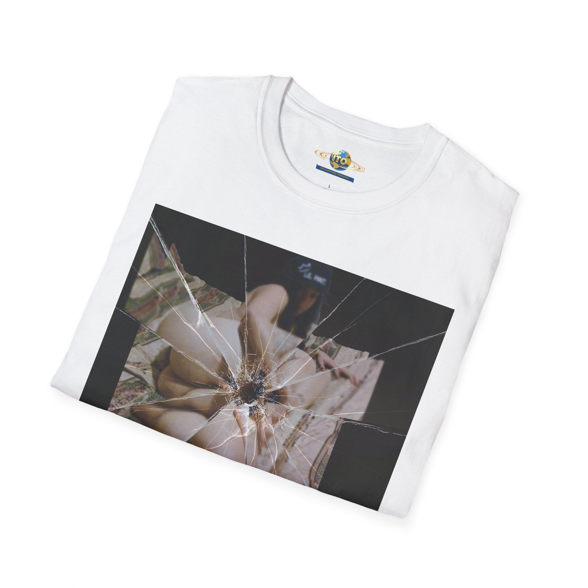 Shattered Mirror Photo Tee — Artistic Fragmented Portrait T-Shirt