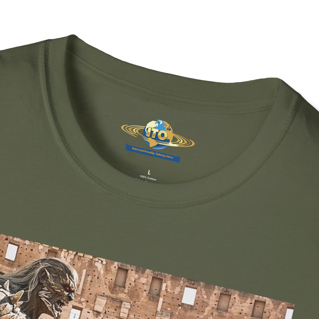 Fantasy Heroes Faceoff T-Shirt — Epic Gladiator Arena Scene