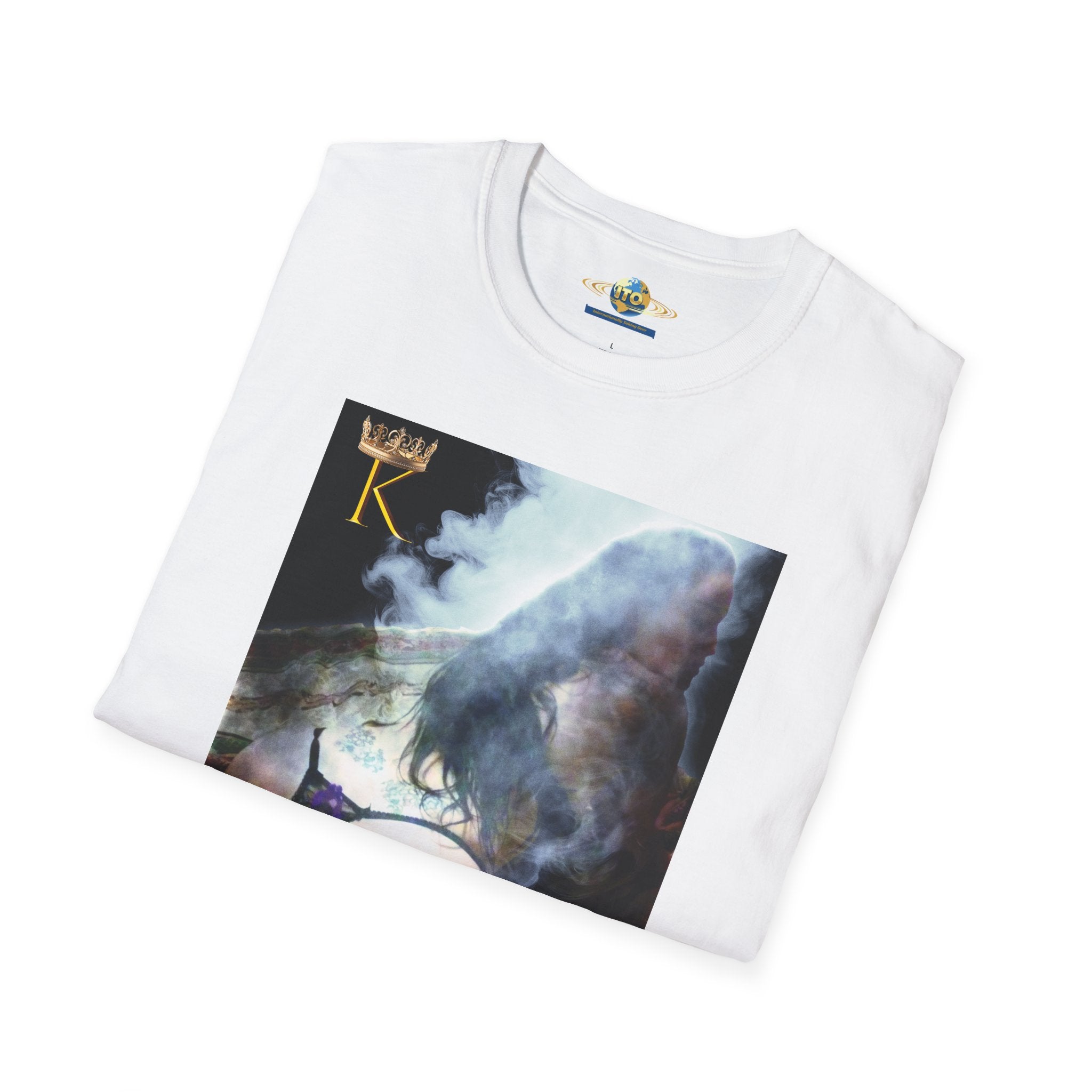 Abstract Cosmic Cat T-Shirt — Surreal Moon & Cat Art Tee