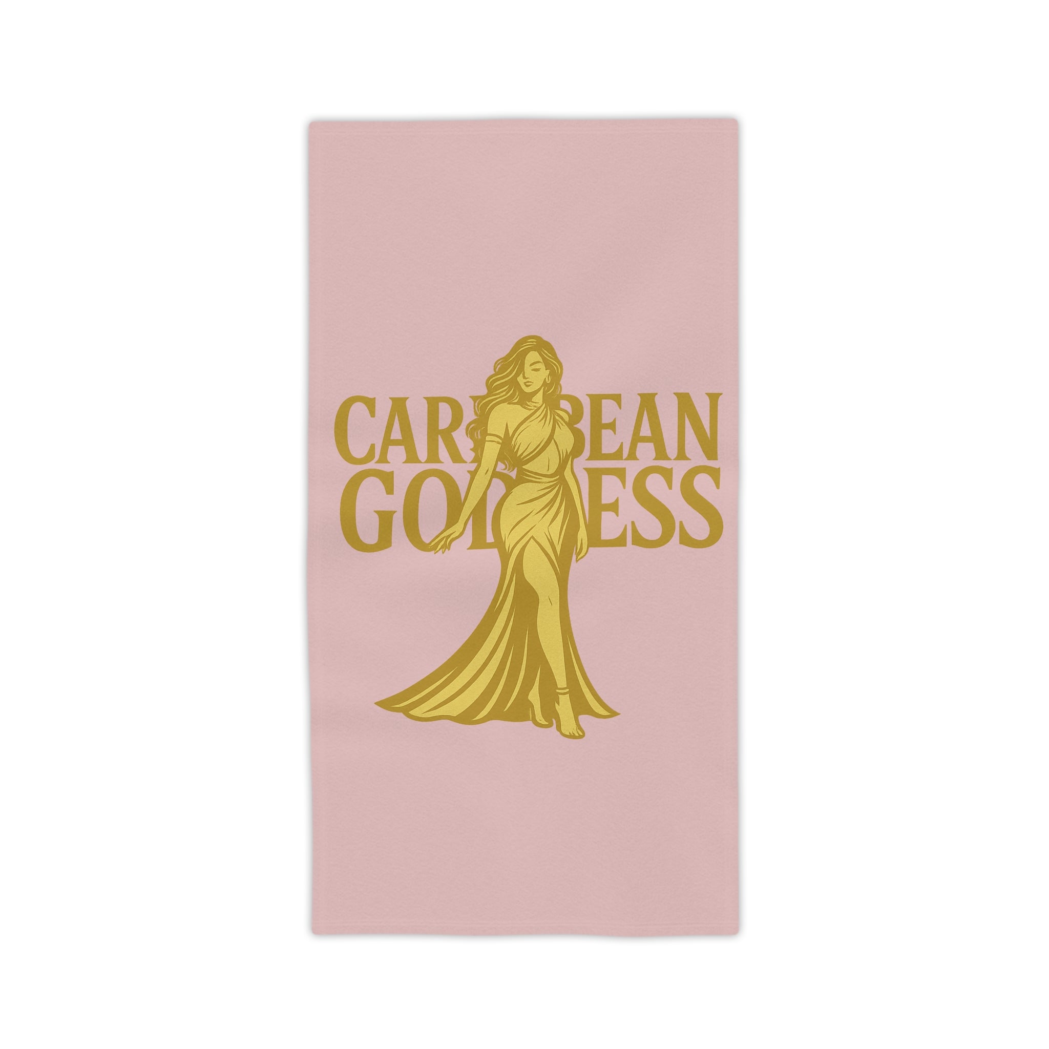Caribbean Goddess Beach Towel — Pink & Gold Tropical Luxury Towel