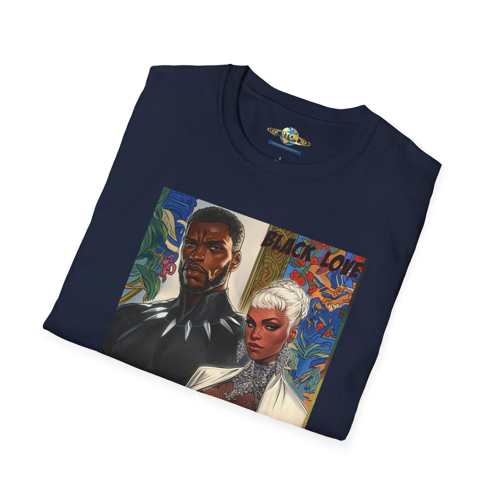 Art Print T‑Shirt — Bold Superhero Couple Portrait Tee
