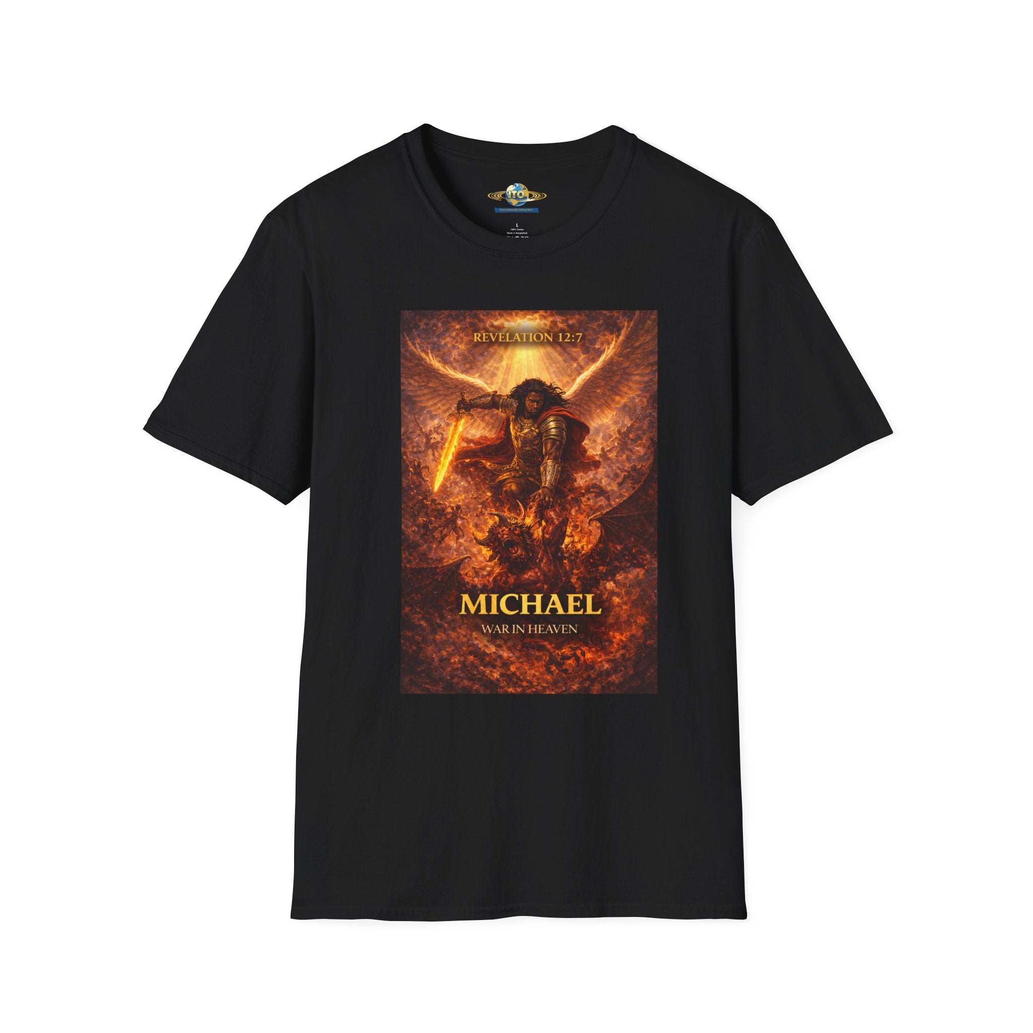 Saint Michael Archangel T-Shirt – Fiery Guardian Graphic Tee