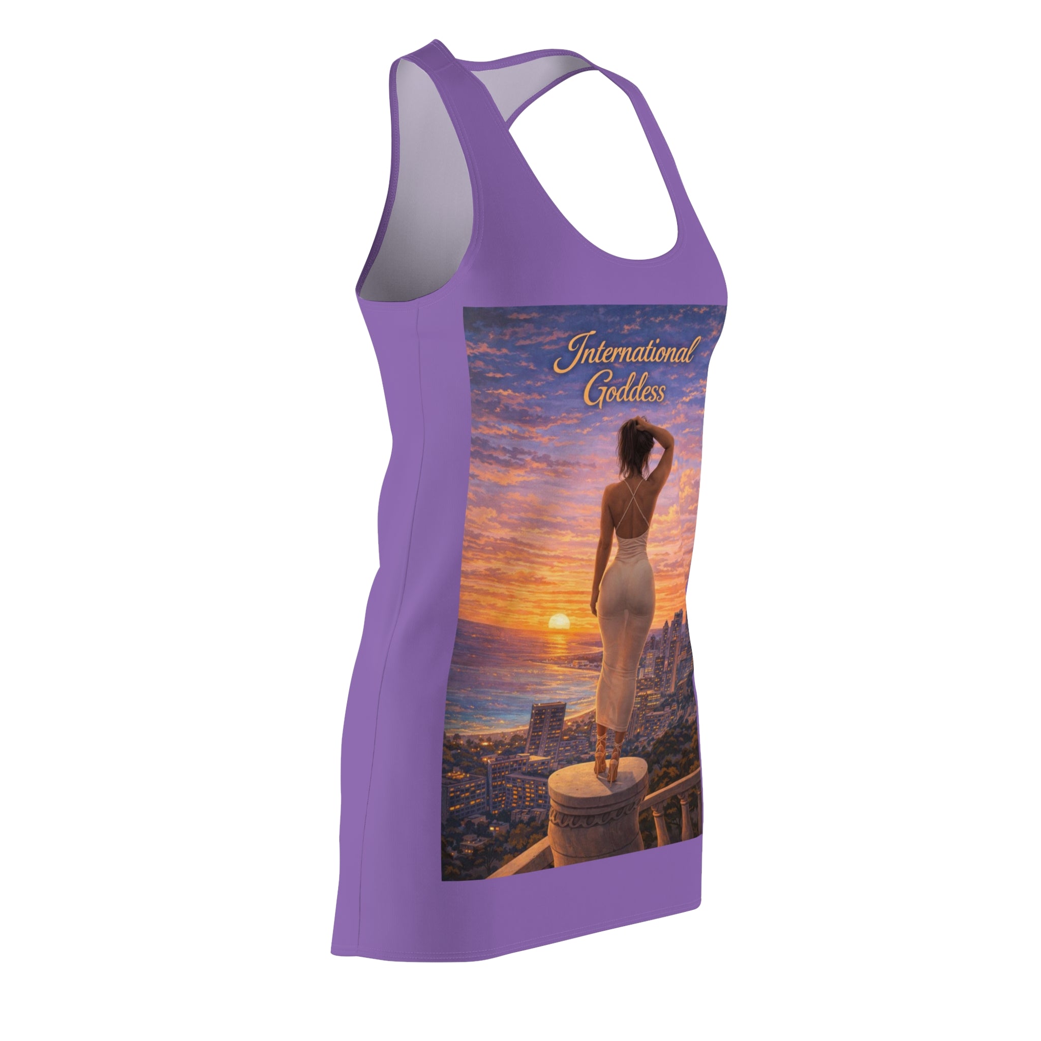 International Goddess Racerback Dress — Sunset Cityprint Women's Dress
