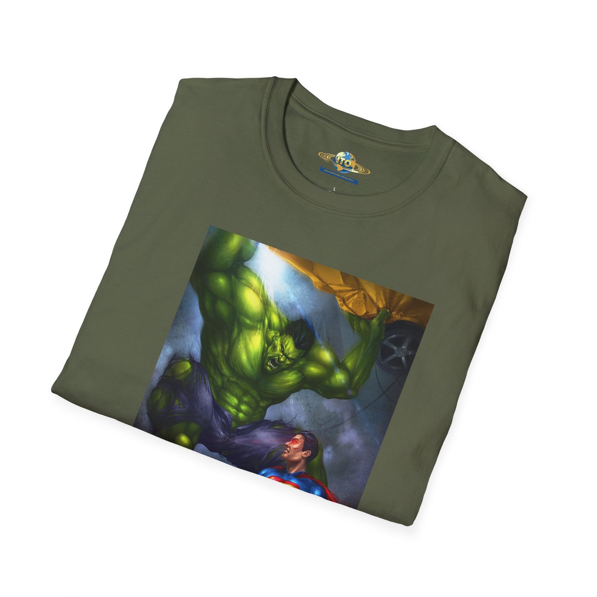 Superhero Clash T-Shirt — Epic Superman vs Hulk Battle Graphic Tee
