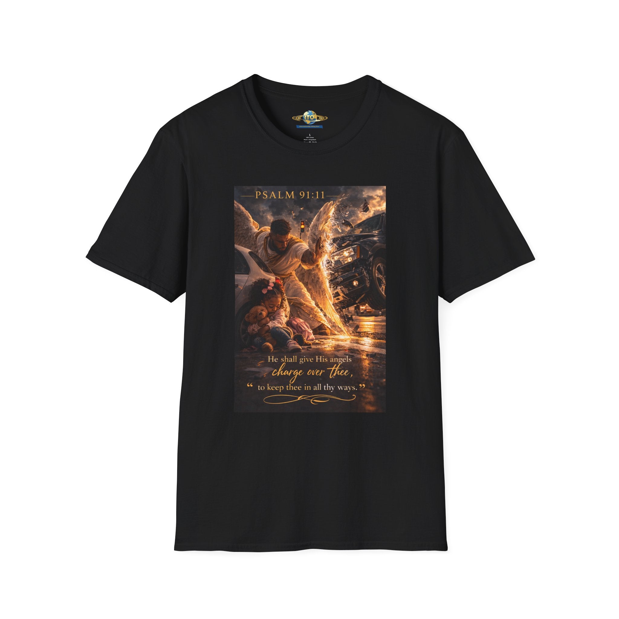 Psalm 91 Angel Protection T-Shirt — Faith-Based Christian Tee with Guardian Angel Artwork