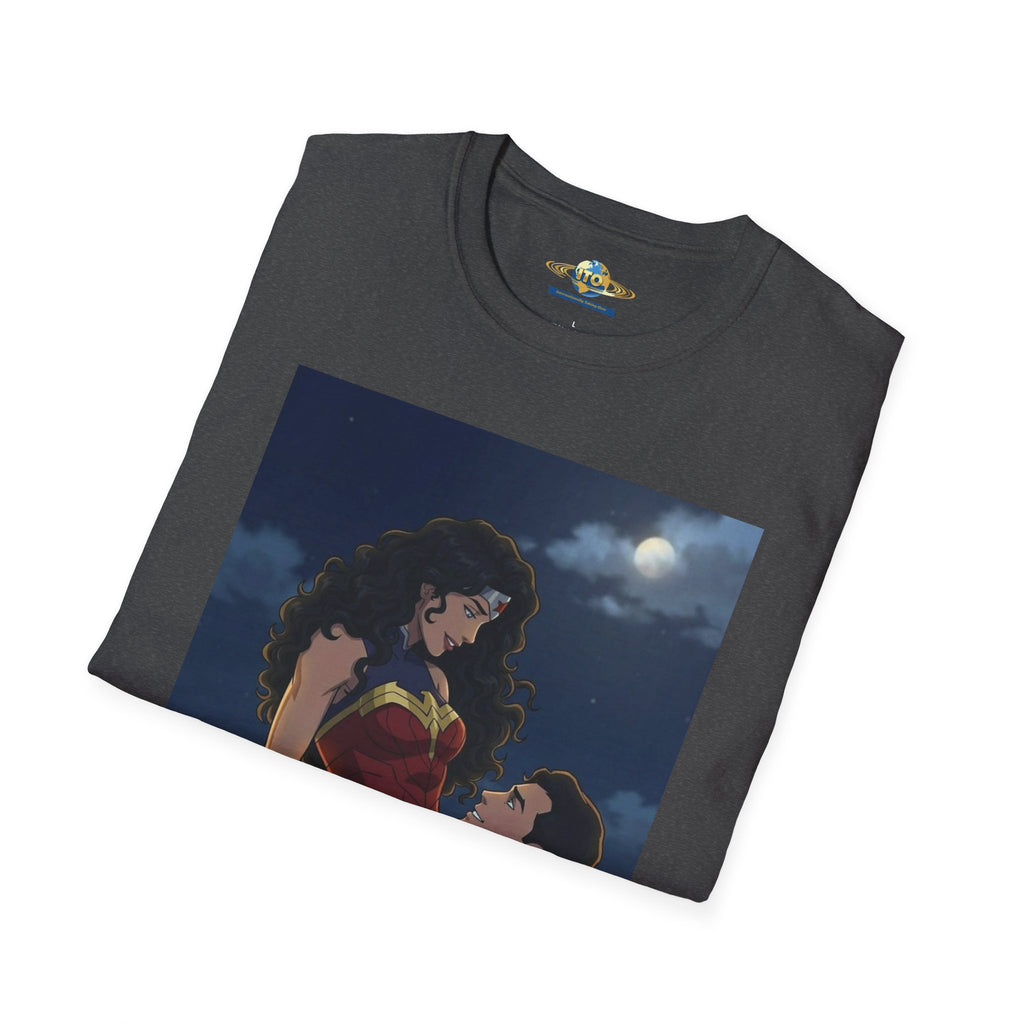 Wonder Woman & Superman Romantic Illustration T-Shirt — Night Sky Couples Tee