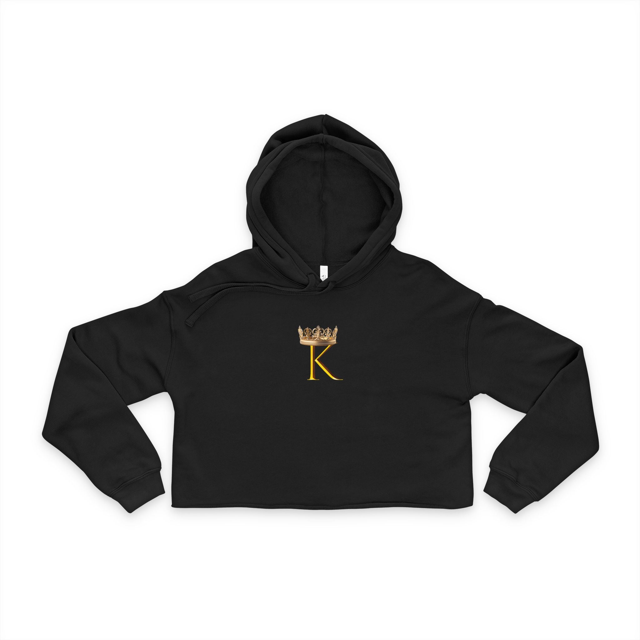 Cropped Hoodie — Gold Crown “K” Front & Planet Graphic Back