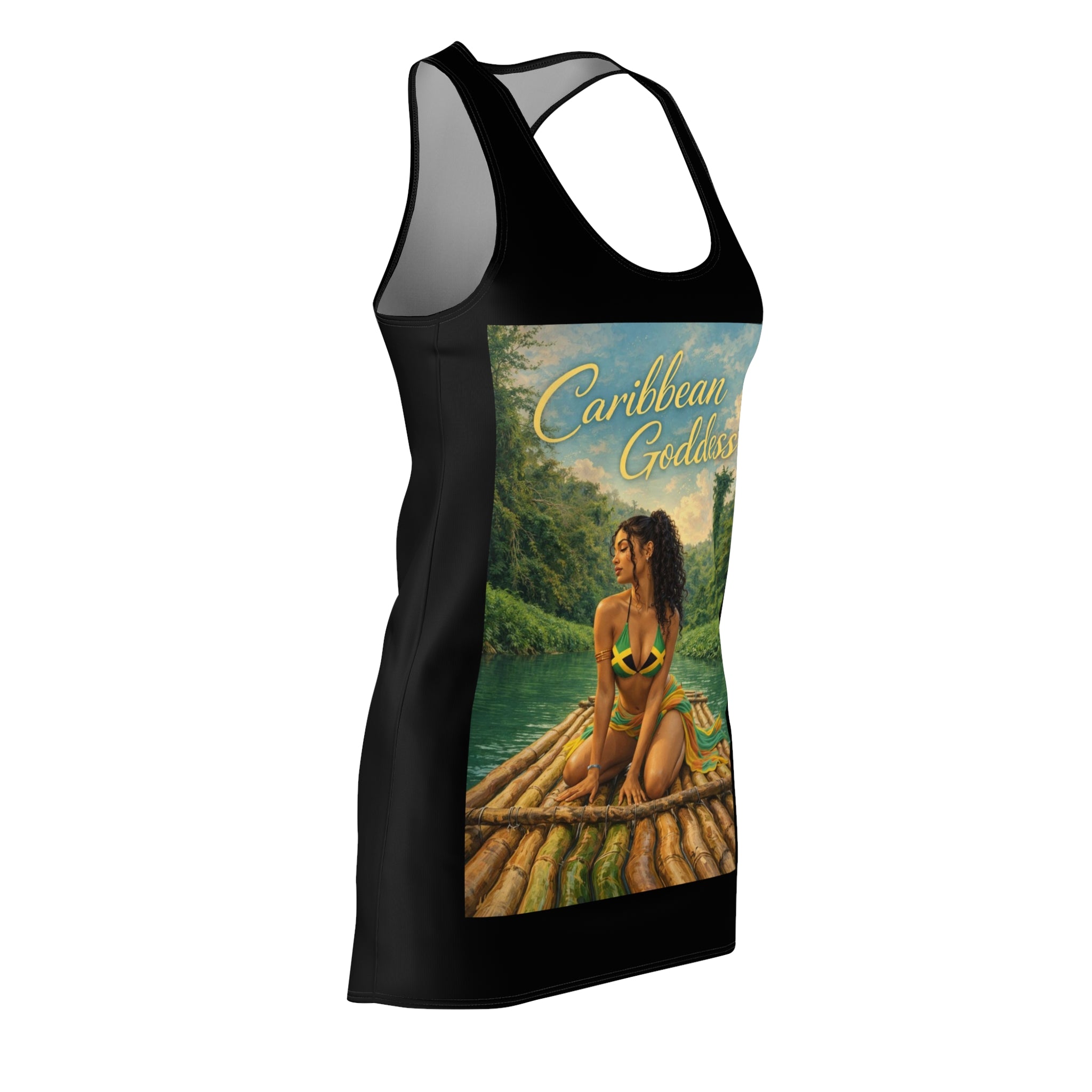 Caribbean Goddess Racerback Dress – Tropical Island Print AOP