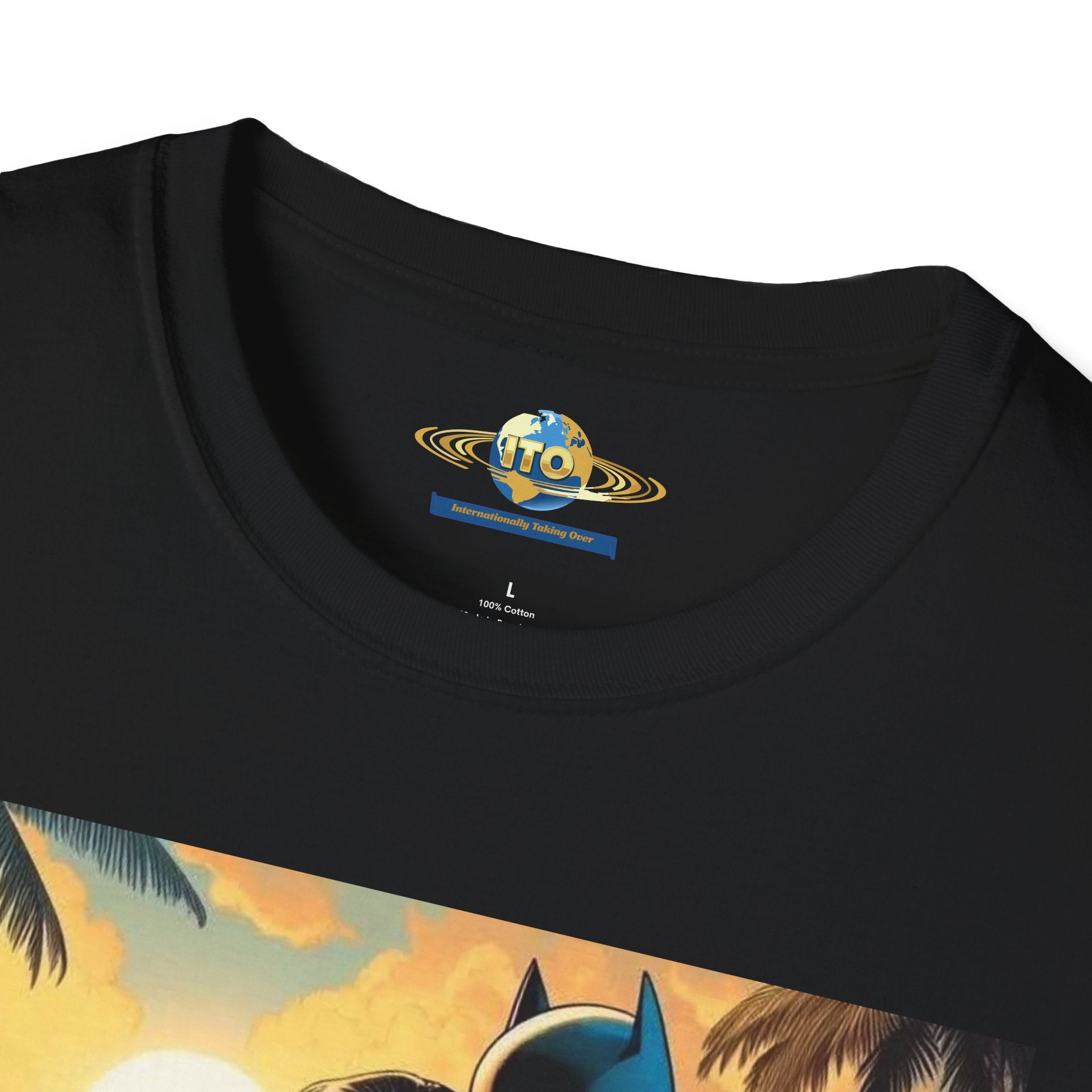 Batman & Wonder Woman Beach Portrait T-Shirt — Sunset Couple Graphic Tee