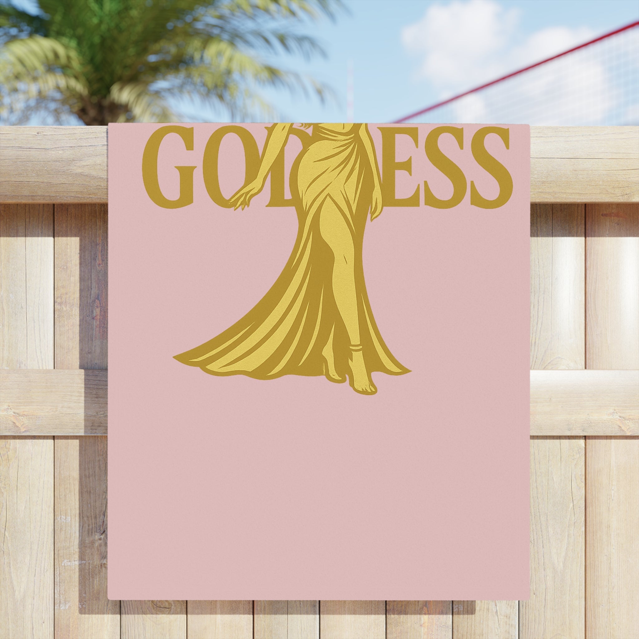 Caribbean Goddess Beach Towel — Pink & Gold Tropical Luxury Towel