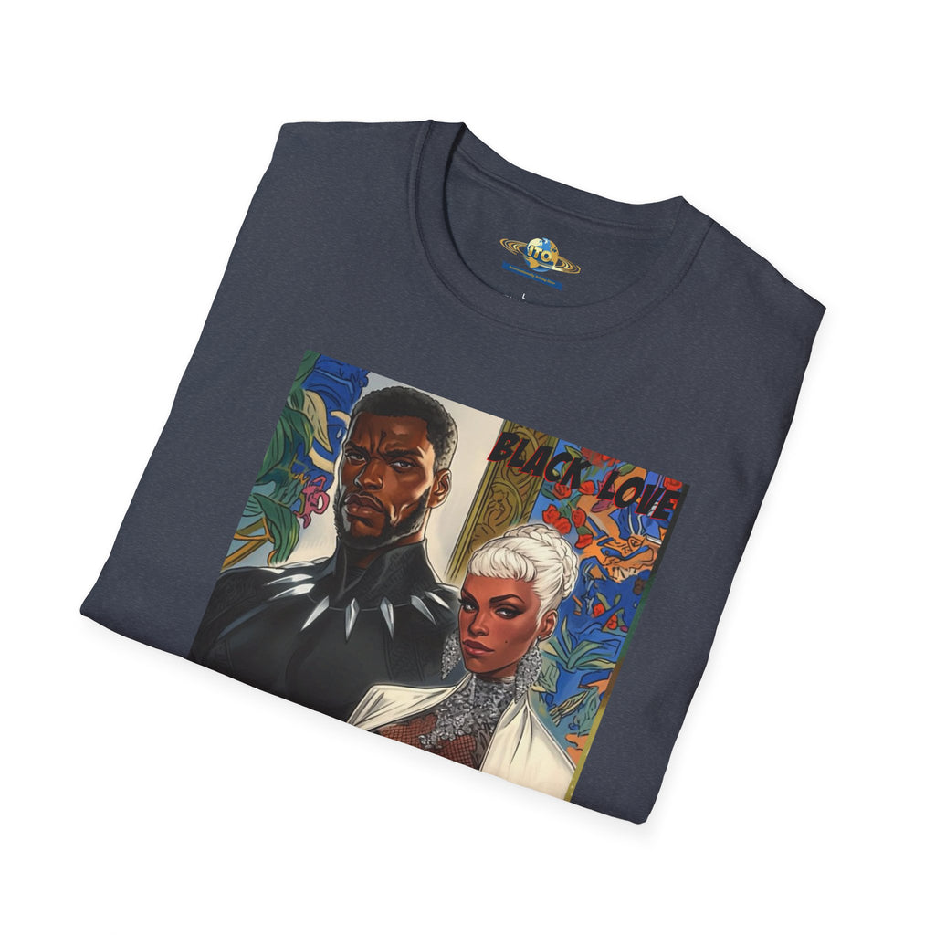 Art Print T‑Shirt — Bold Superhero Couple Portrait Tee