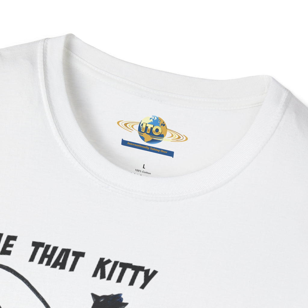 T-Shirt — "Tame That Kitty" Black Cat Whip Illustration