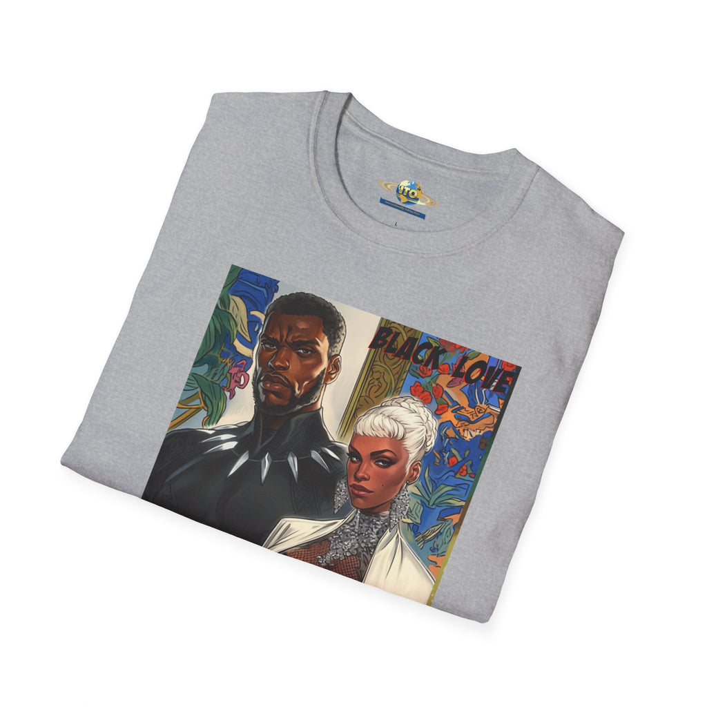 Art Print T‑Shirt — Bold Superhero Couple Portrait Tee
