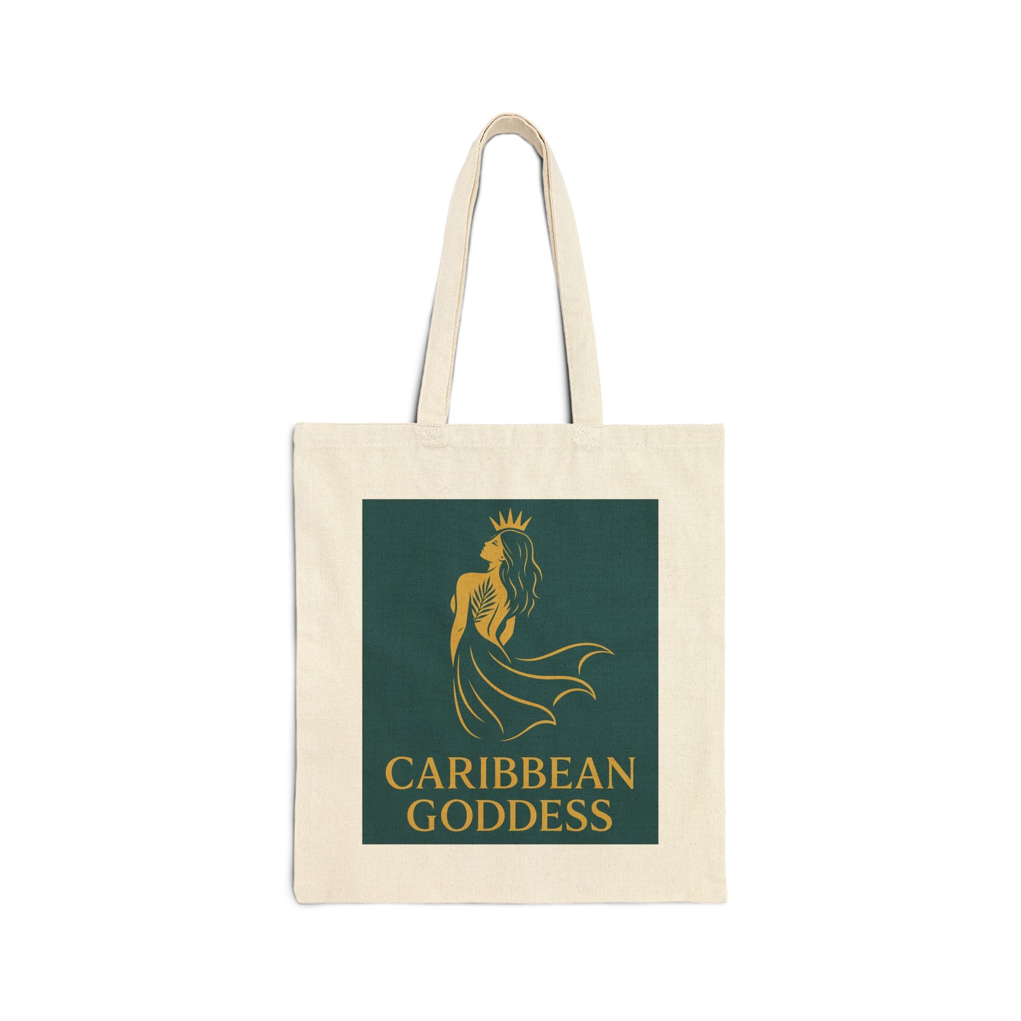 Tote Bag — Caribbean Goddess Canvas Tote (Gold Mermaid Design)