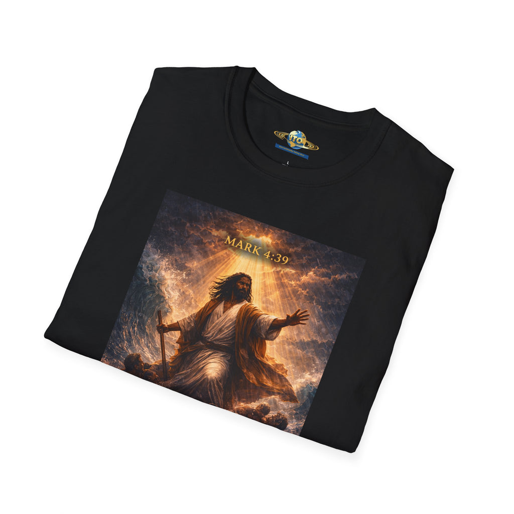 Jesus Calming the Storm T-Shirt — "Peace Be Still" Christian Faith Tee