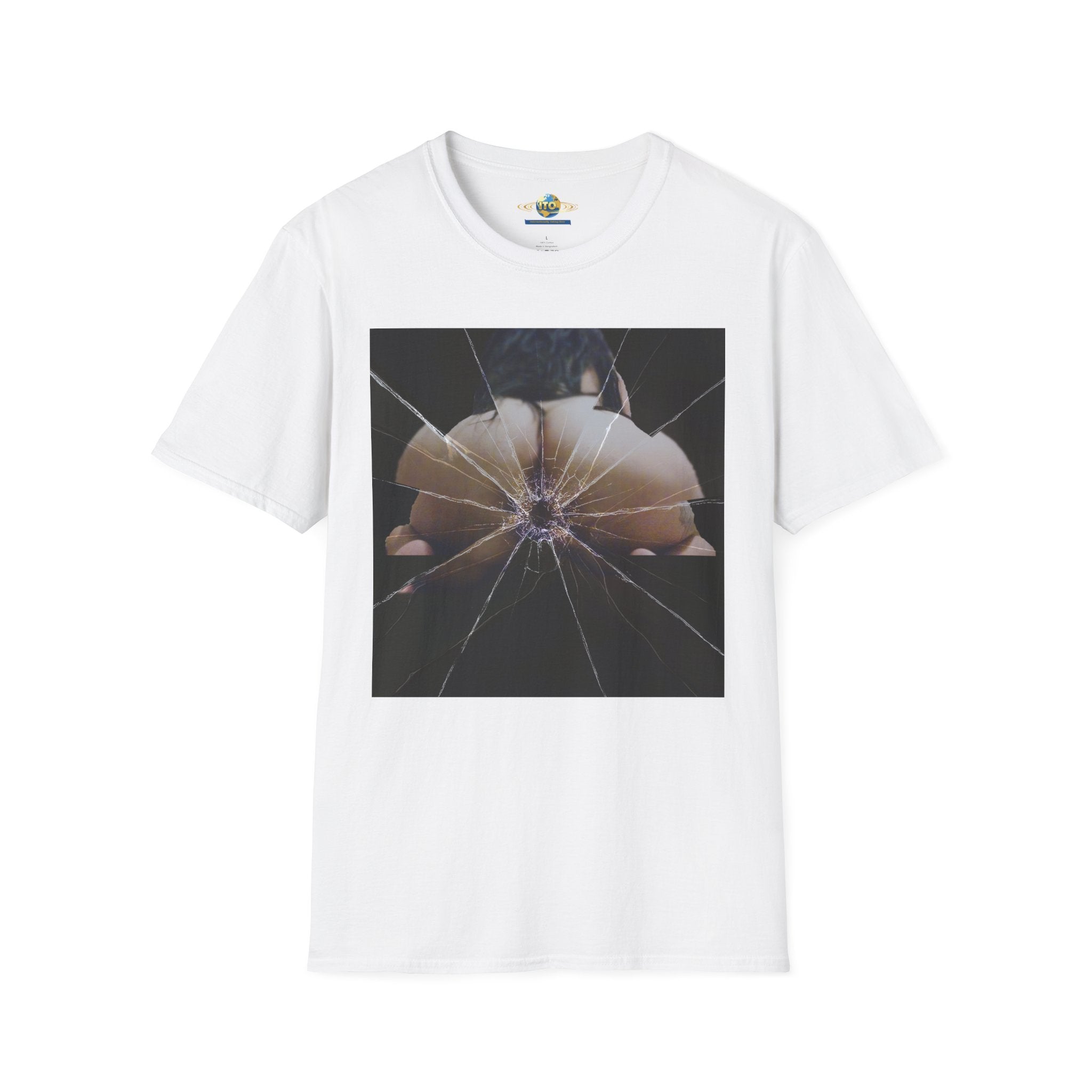 Broken Mirror Photo Tee — Reflective Shattered Glass Graphic T-Shirt