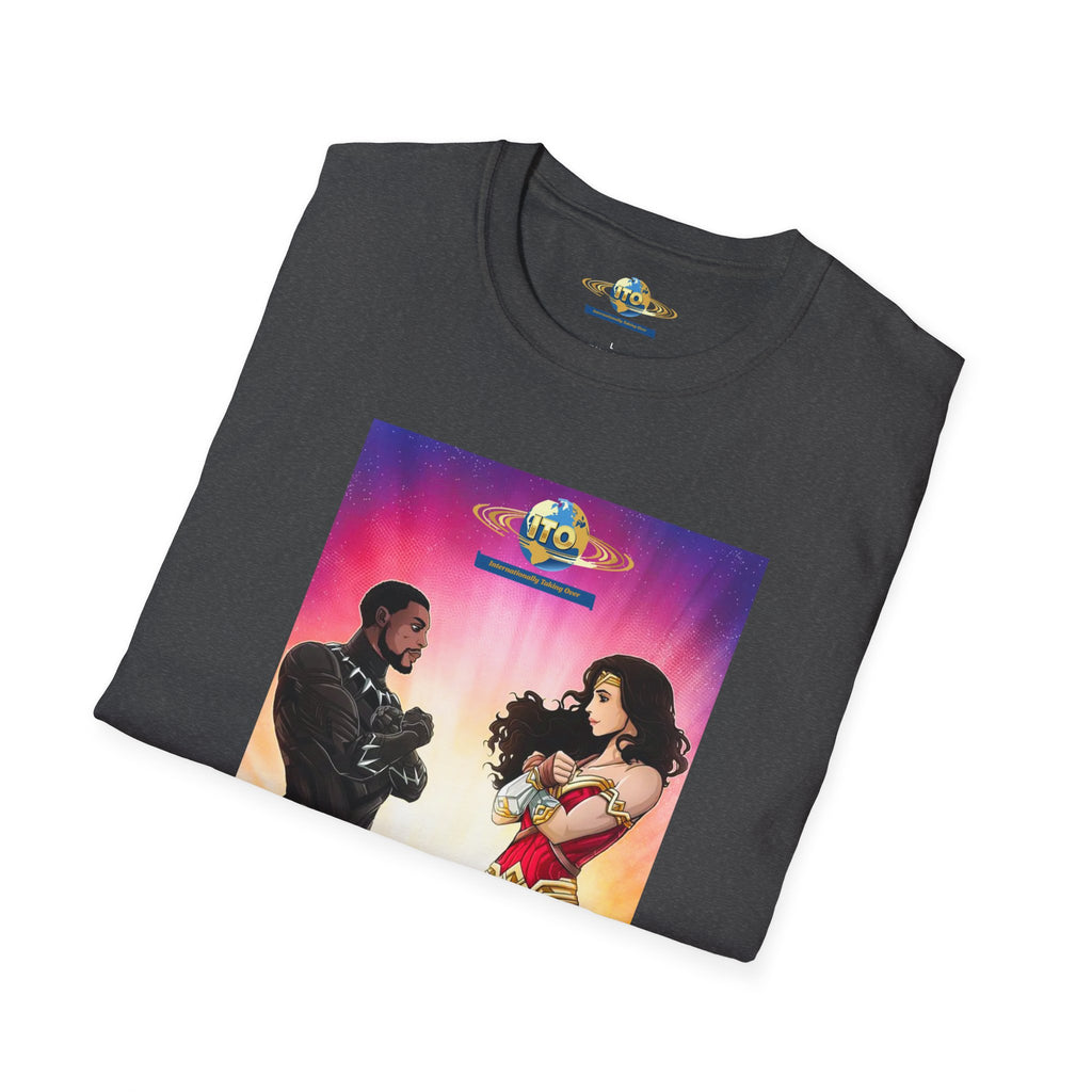 Superhero Showdown T-Shirt — Retro Comic Style Hero vs Hero Tee