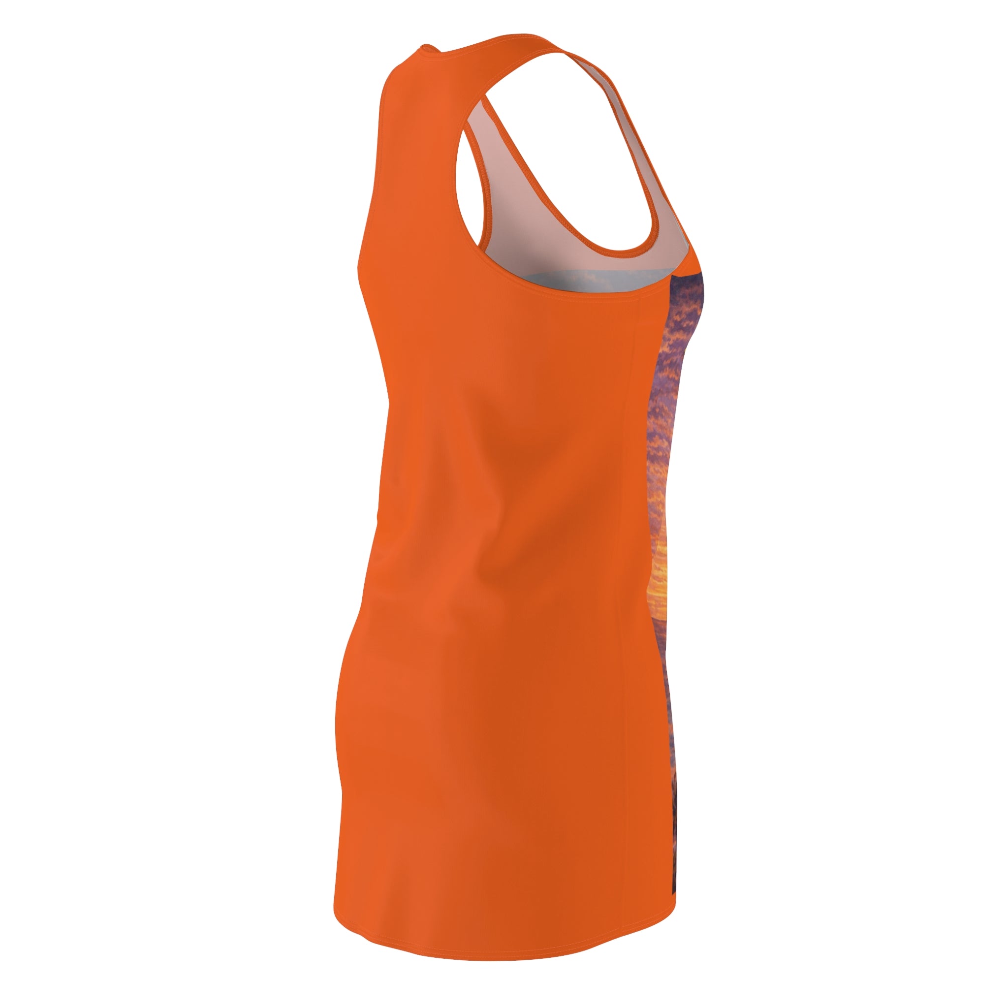 Golden Sunset Goddess Racerback Dress – Tropical Beach Sunset Print