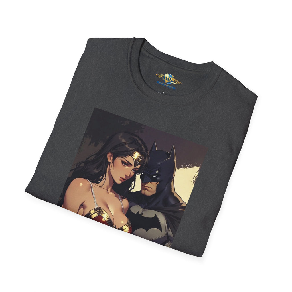 Batman & Wonder Woman Portrait T‑Shirt — Romantic Superhero Art Tee
