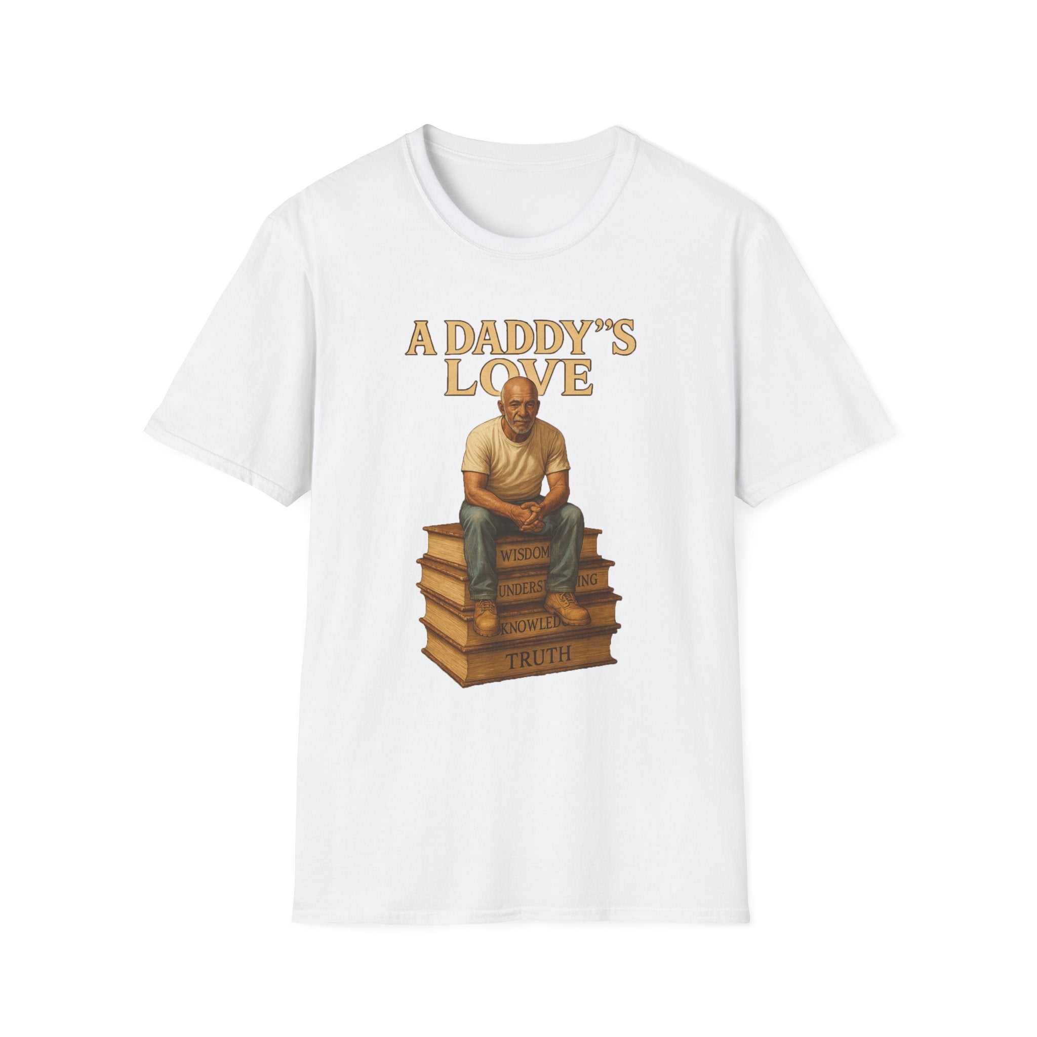 Daddy's Love T-Shirt – Vintage Dad Sitting on Books Father’s Day Tee