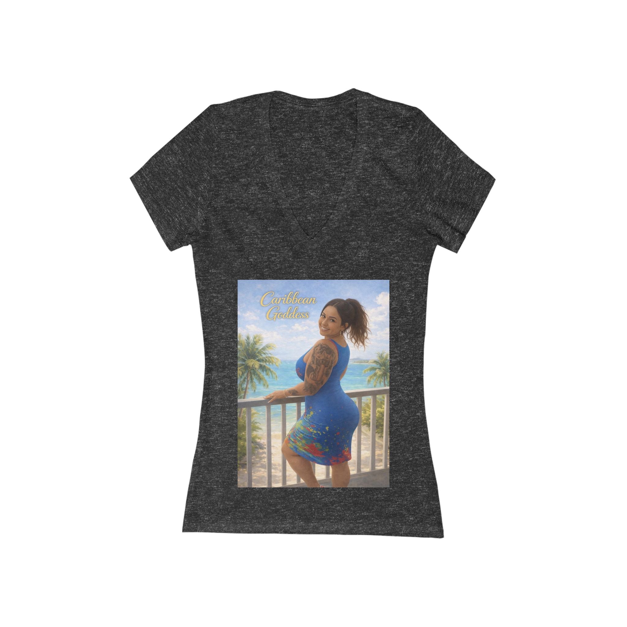 Women’s V-Neck Tee - 'Beachside Beauty' Photo Print