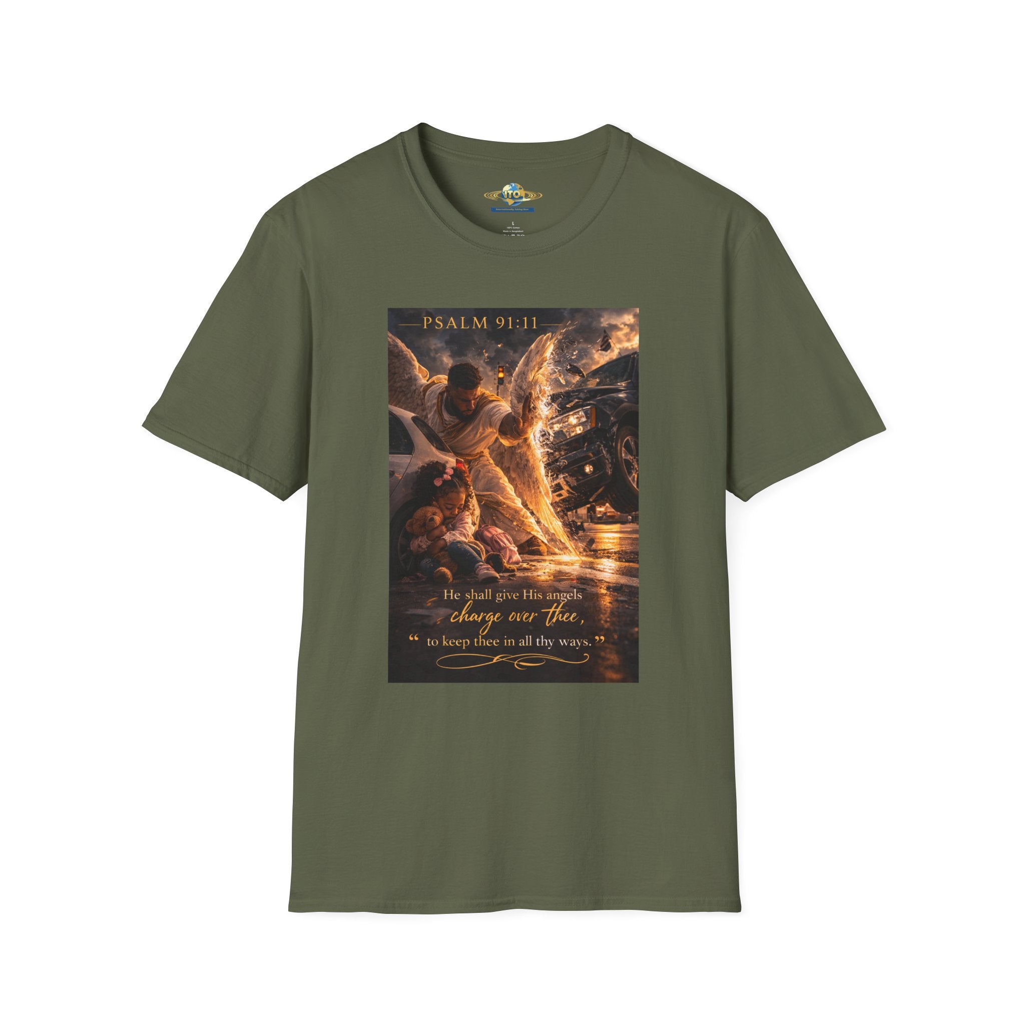 Psalm 91 Angel Protection T-Shirt — Faith-Based Christian Tee with Guardian Angel Artwork