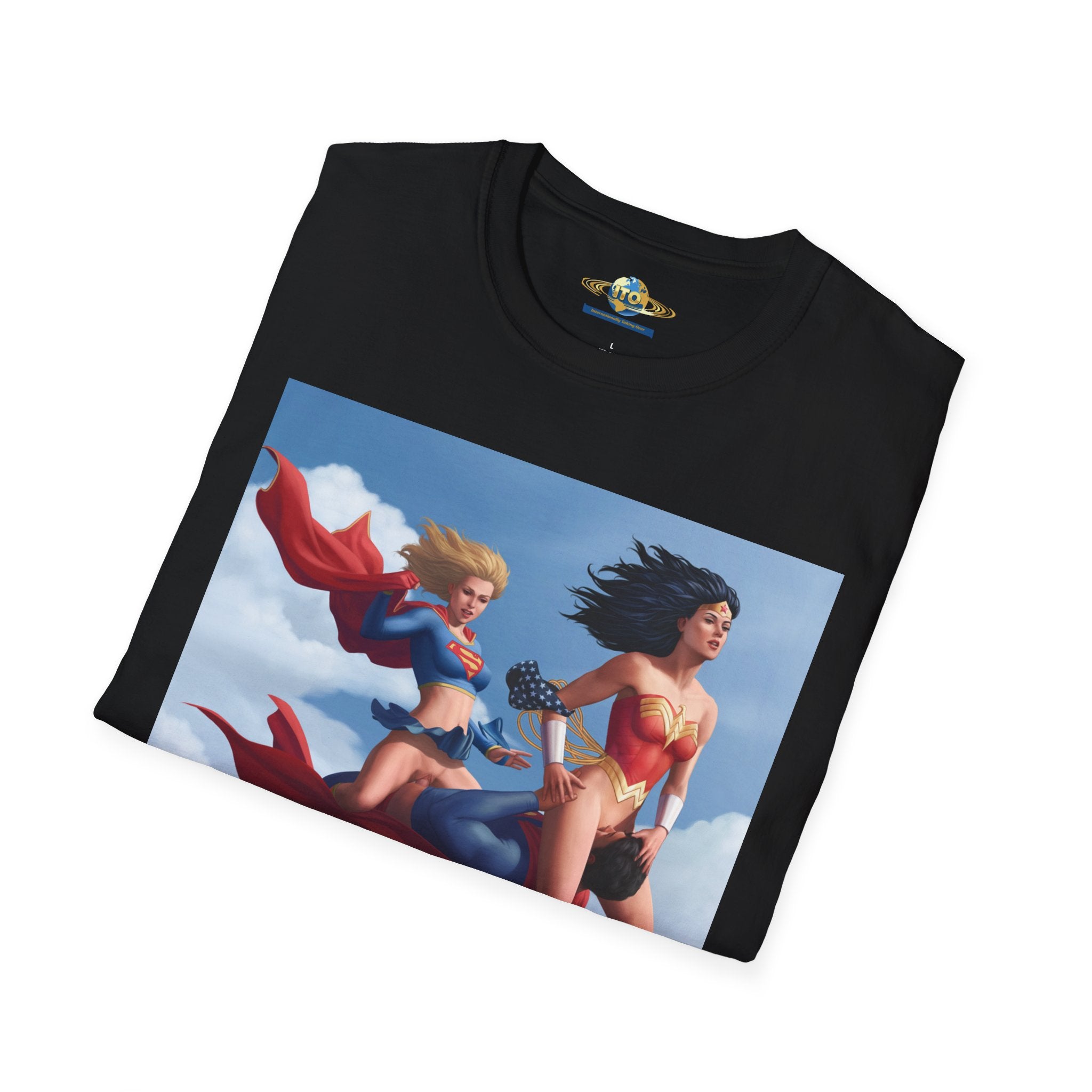 Superhero Tro T-Shirt — Vintage Flying Wonder Women Illustration