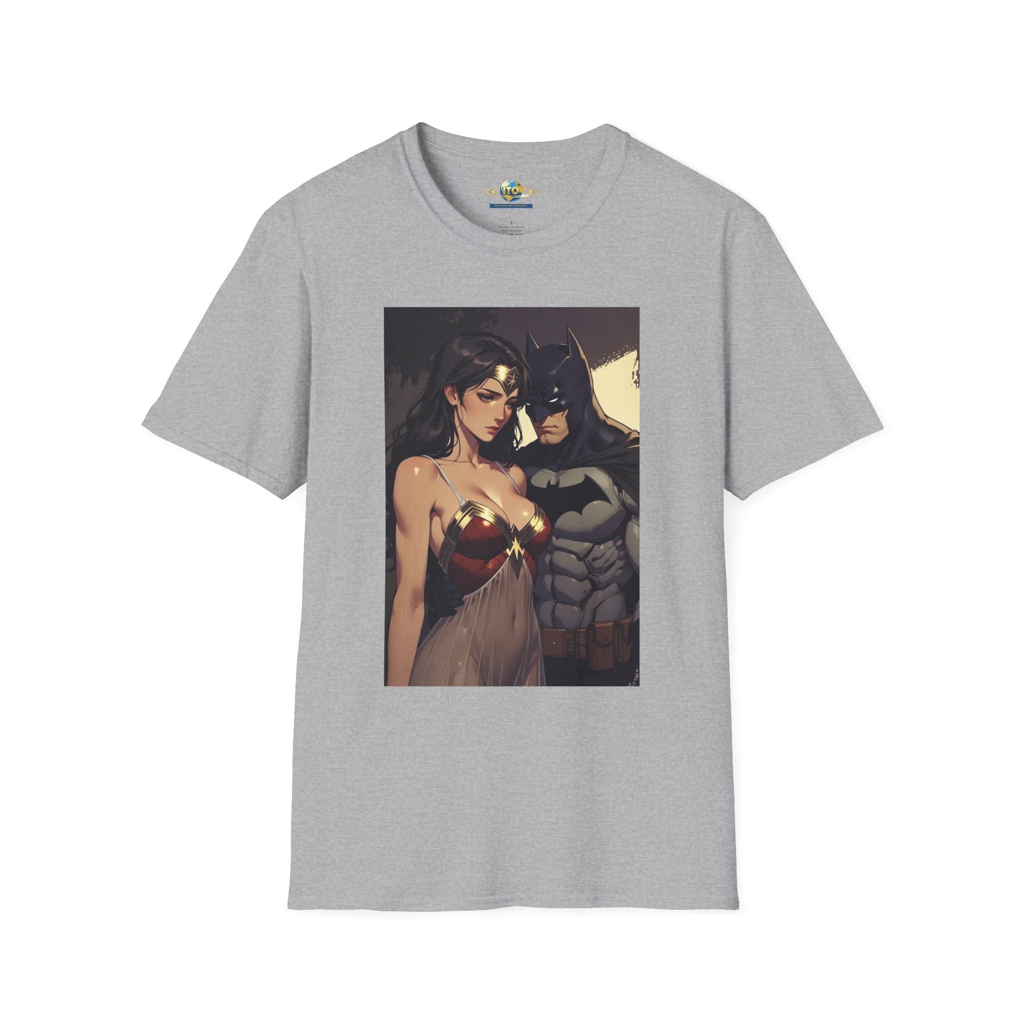 Batman & Wonder Woman Portrait T‑Shirt — Romantic Superhero Art Tee