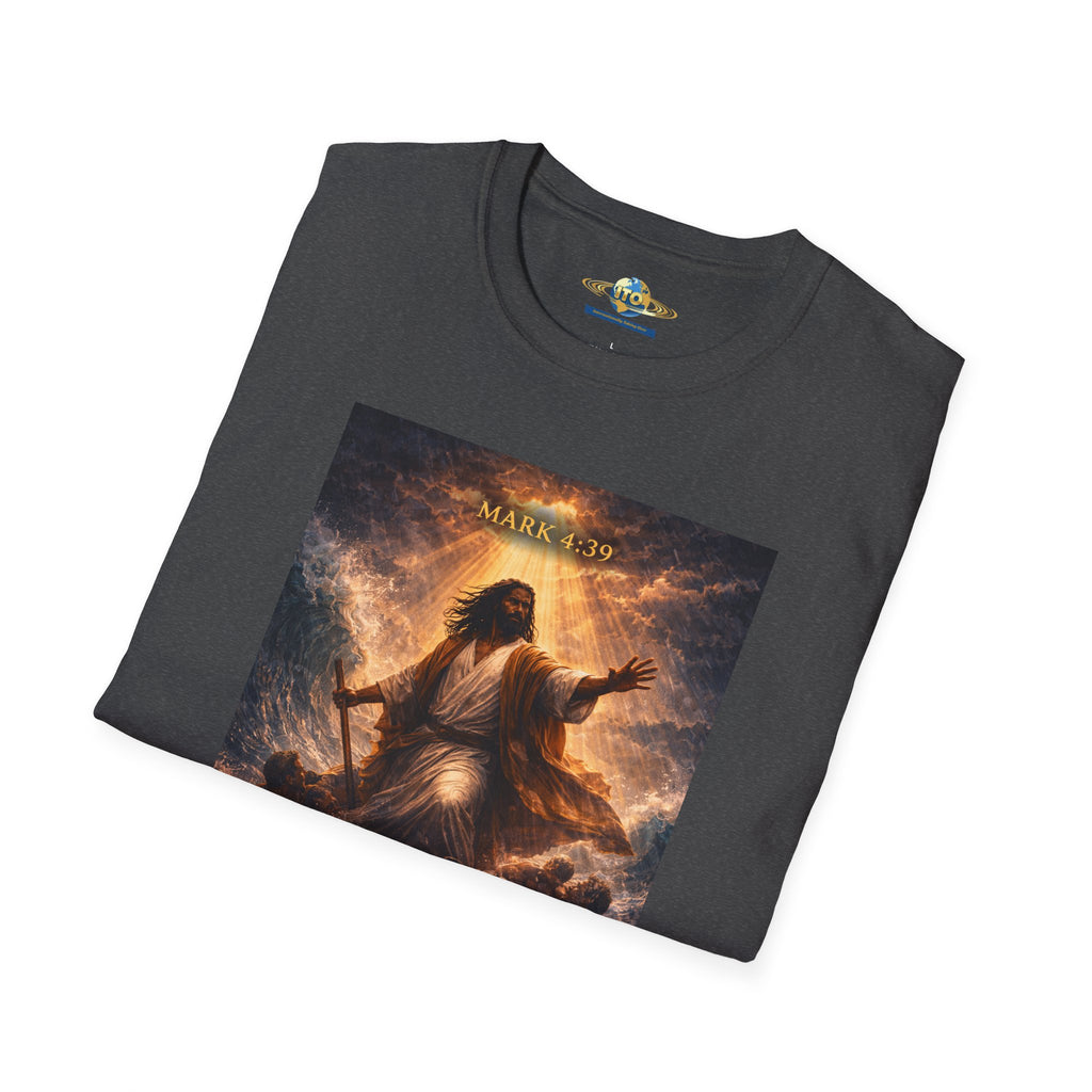 Jesus Calming the Storm T-Shirt — "Peace Be Still" Christian Faith Tee