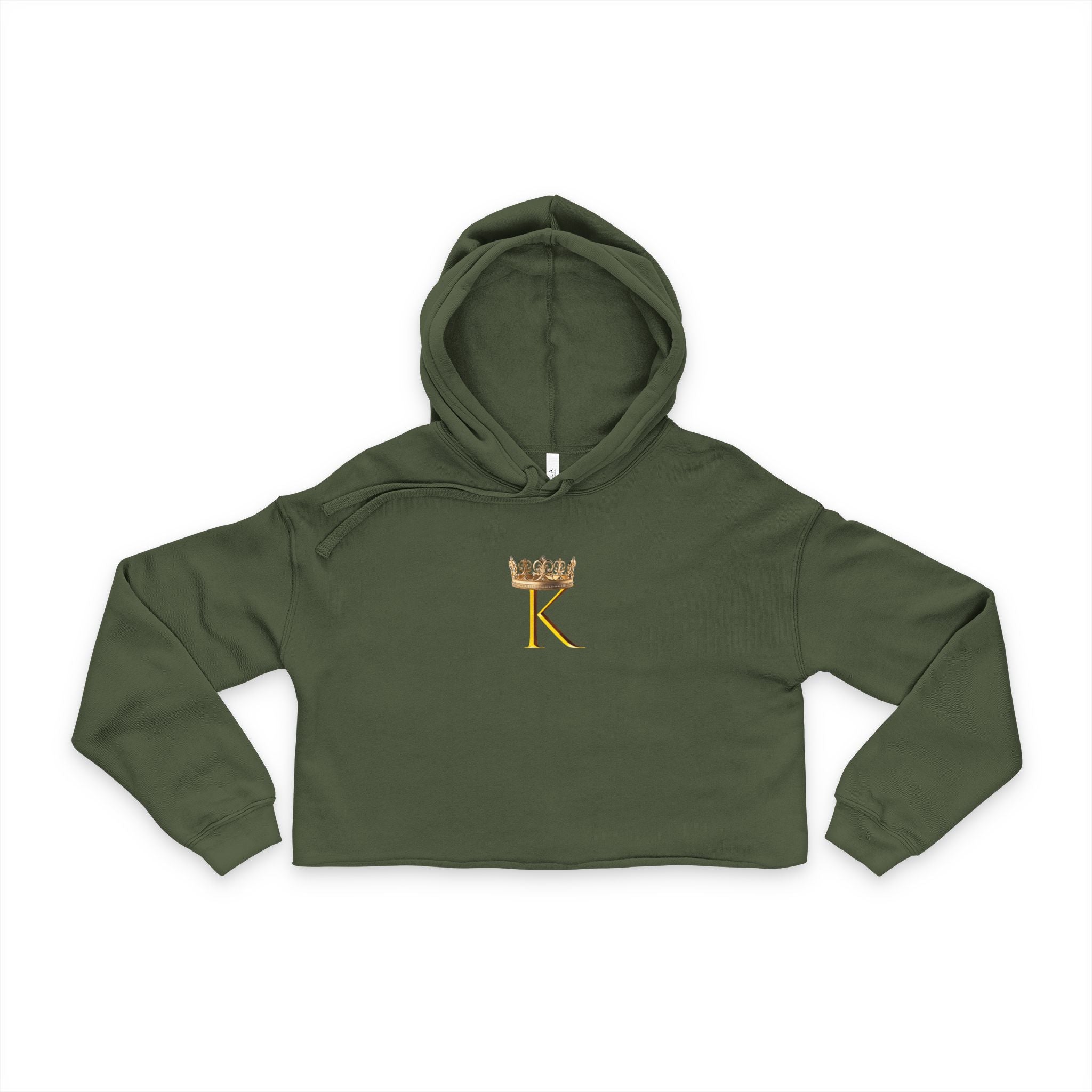Cropped Hoodie — Gold Crown “K” Front & Planet Graphic Back