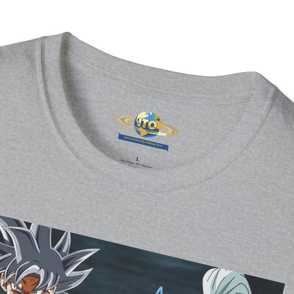 Anime God Duo T-Shirt — Fiery Saiyan & Divine Companion Graphic Tee