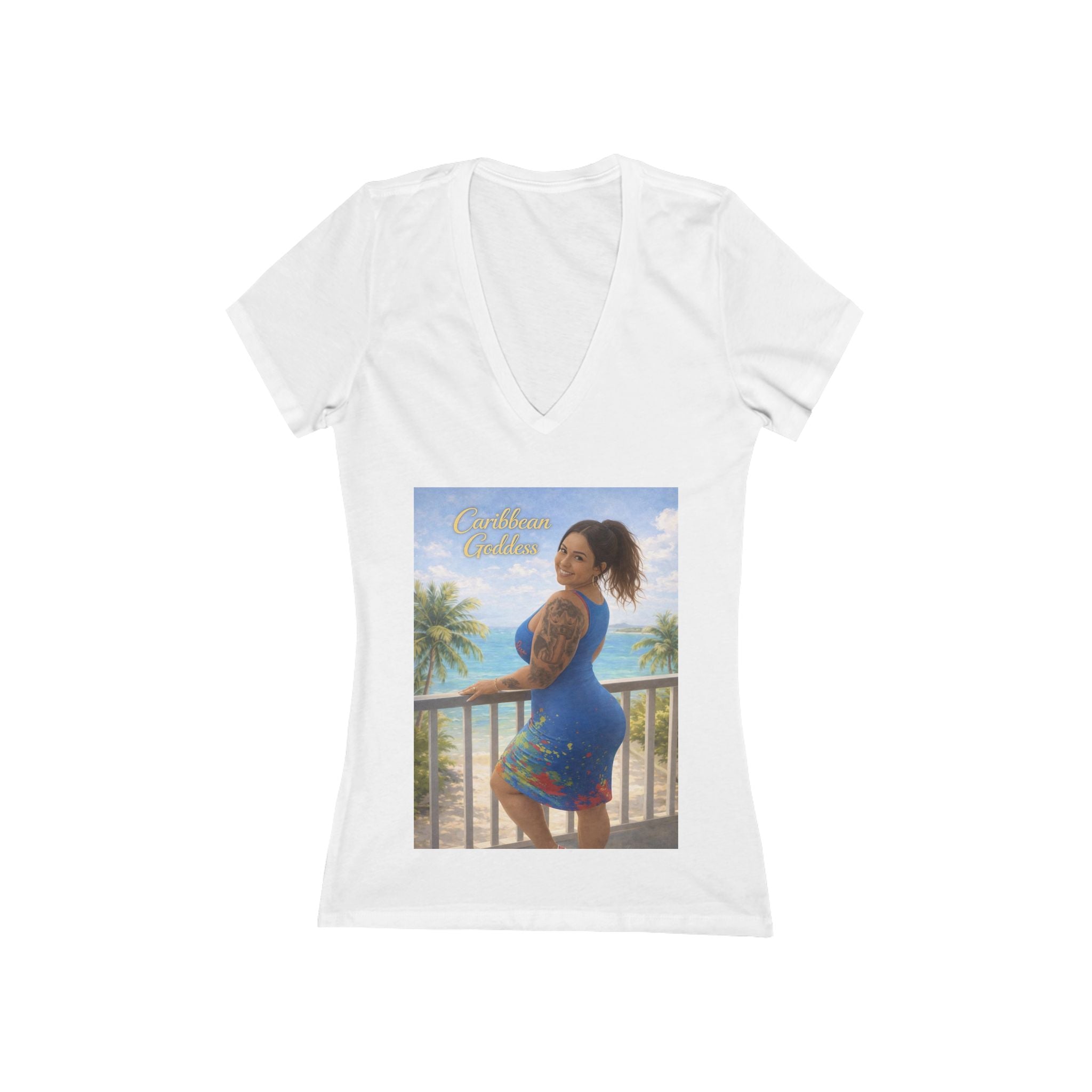 Women’s V-Neck Tee - 'Beachside Beauty' Photo Print