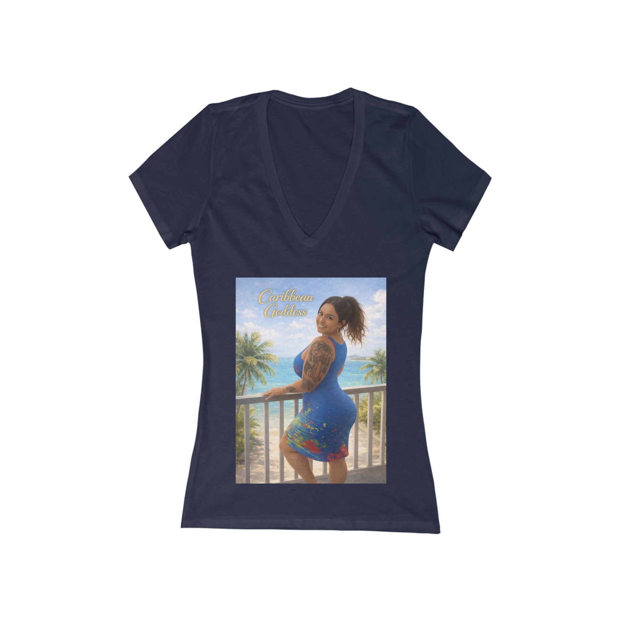 Women’s V-Neck Tee - 'Beachside Beauty' Photo Print