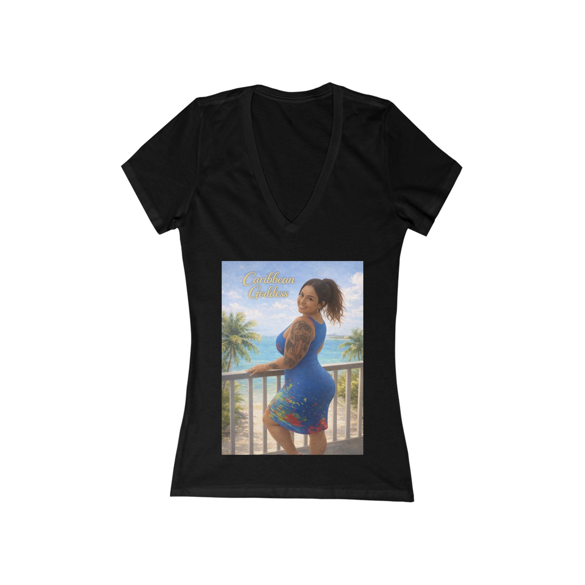 Women’s V-Neck Tee - 'Beachside Beauty' Photo Print