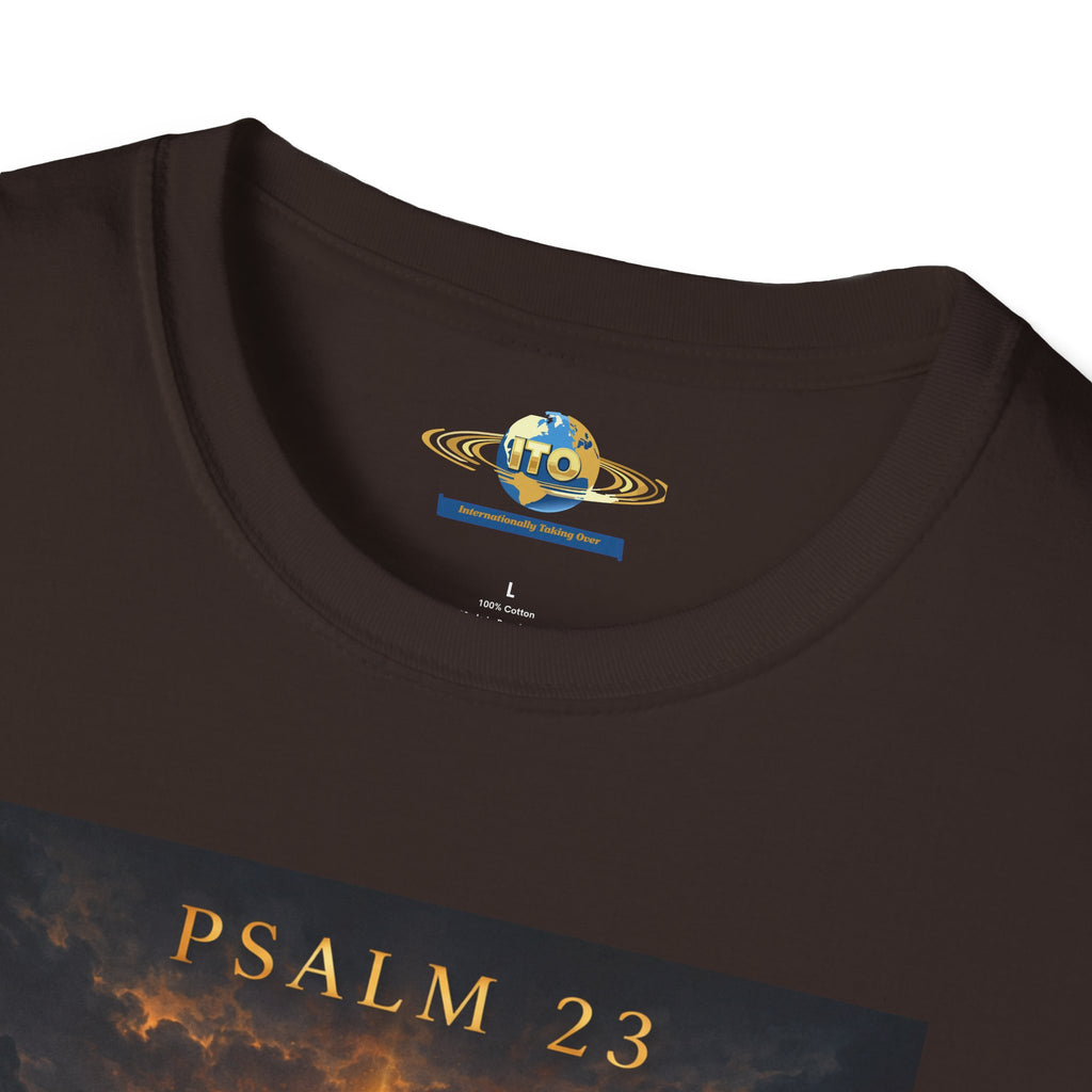 Psalm 23 T-Shirt — Christian Cross & Valley of the Shadow Design