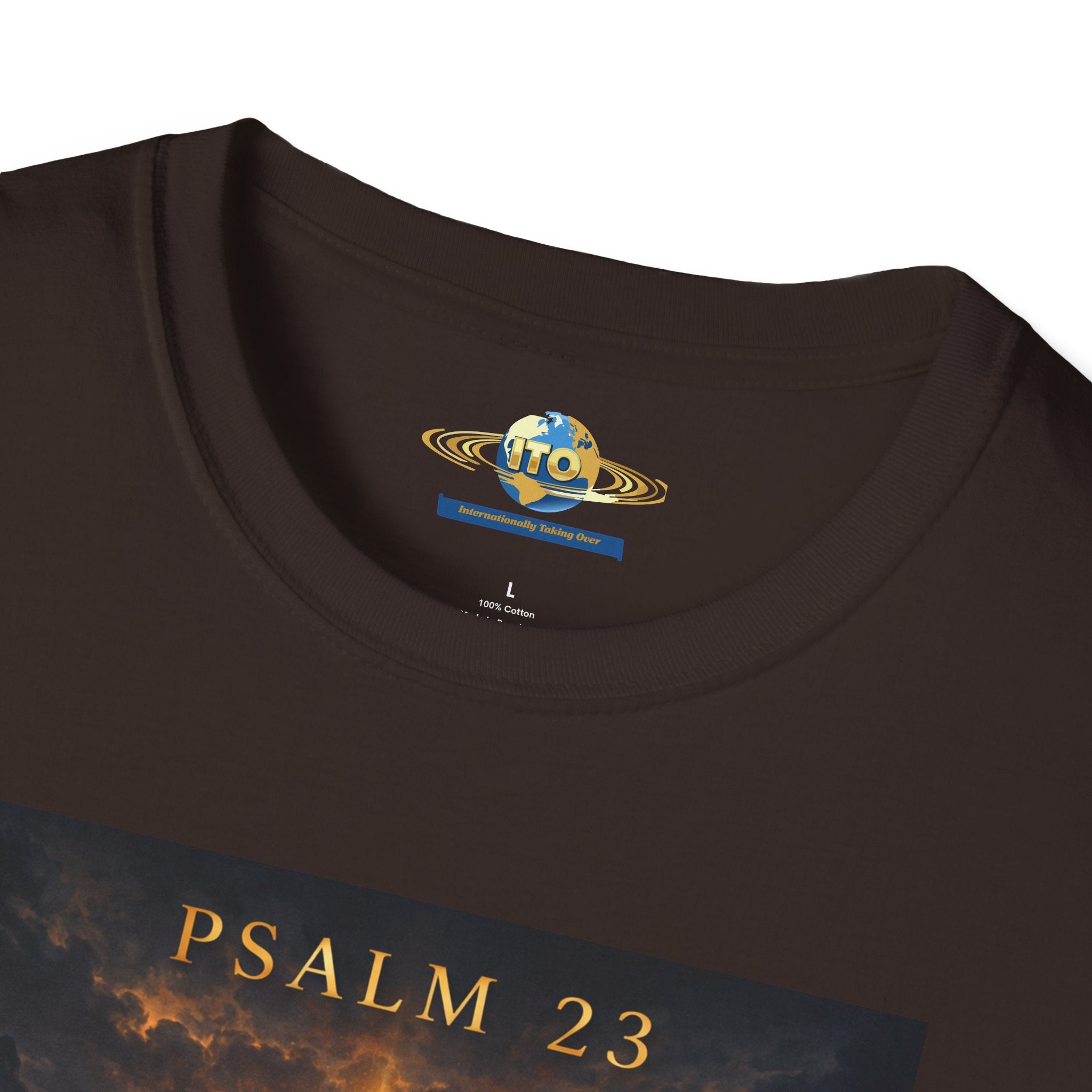 Psalm 23 T-Shirt — Christian Cross & Valley of the Shadow Design