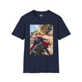 Superhero Action Photo T-Shirt — Dynamic Superman & Batman Graphic Tee
