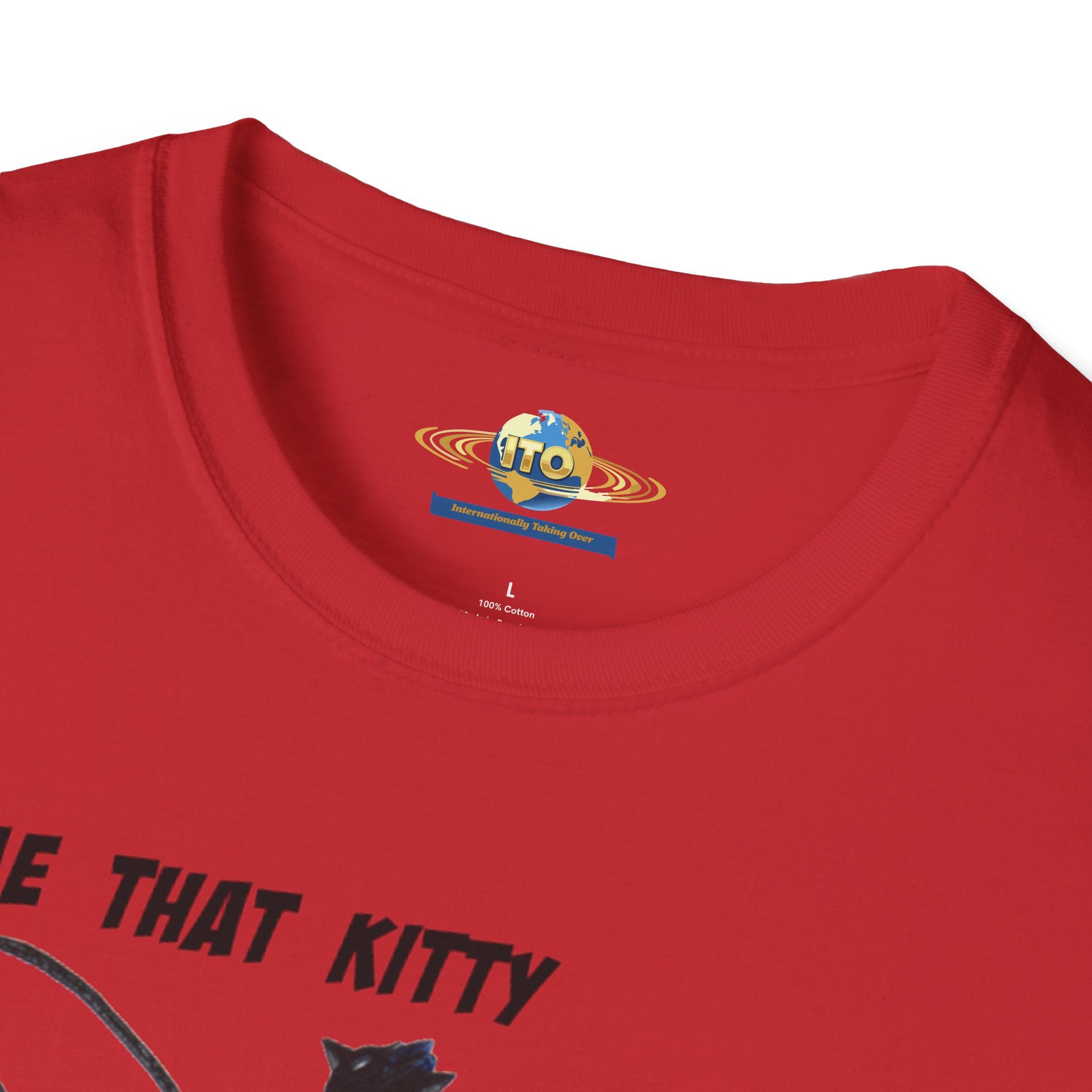 T-Shirt — "Tame That Kitty" Black Cat Whip Illustration