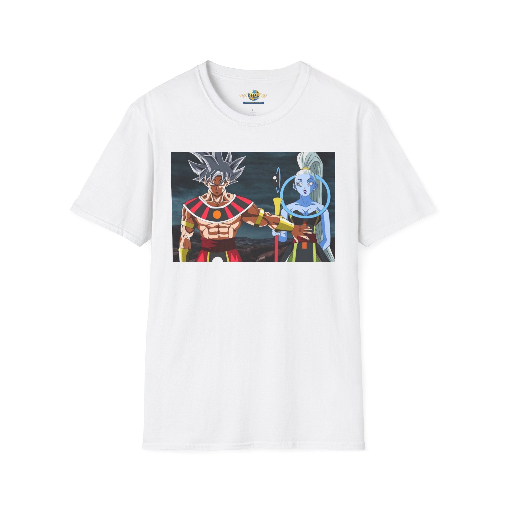 Anime God Duo T-Shirt — Fiery Saiyan & Divine Companion Graphic Tee