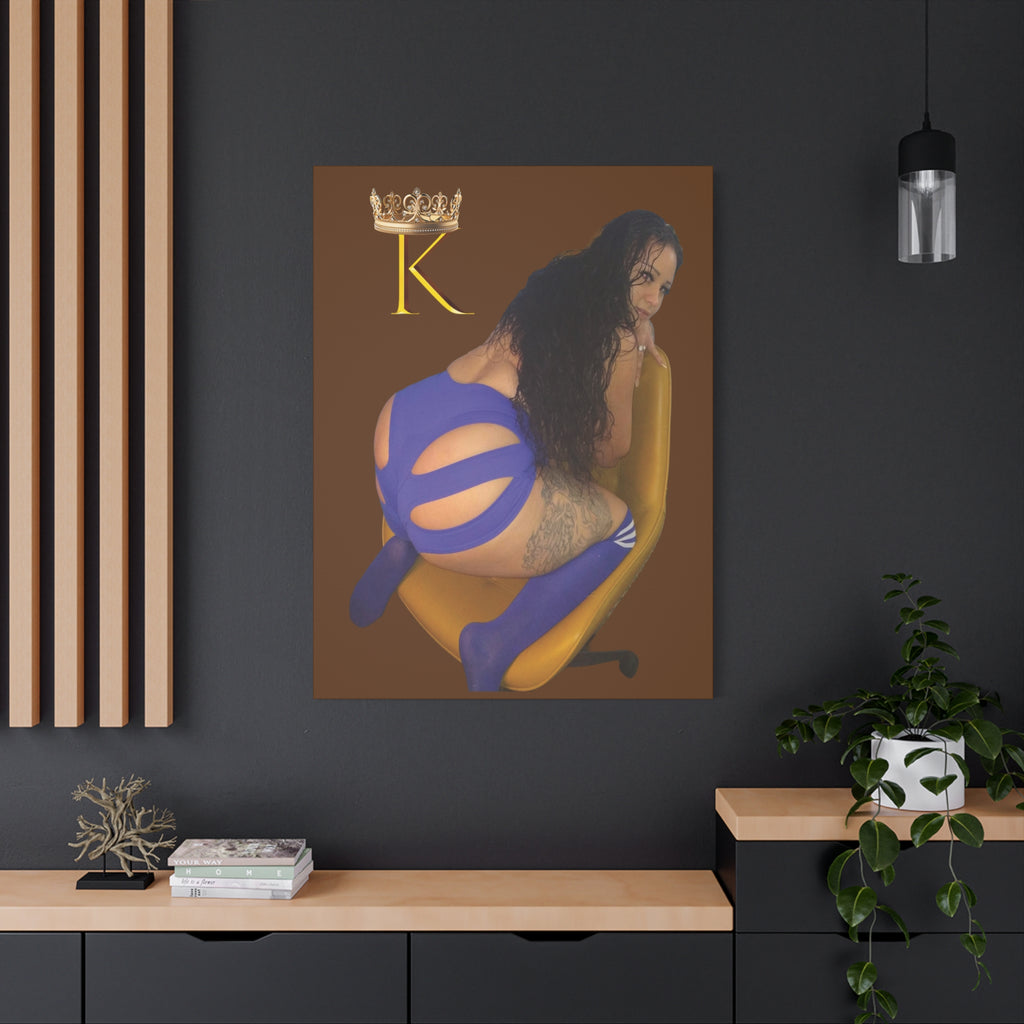 Seductive Queen Canvas Art – ’K’ Crown Pin-Up Matte Stretched Print
