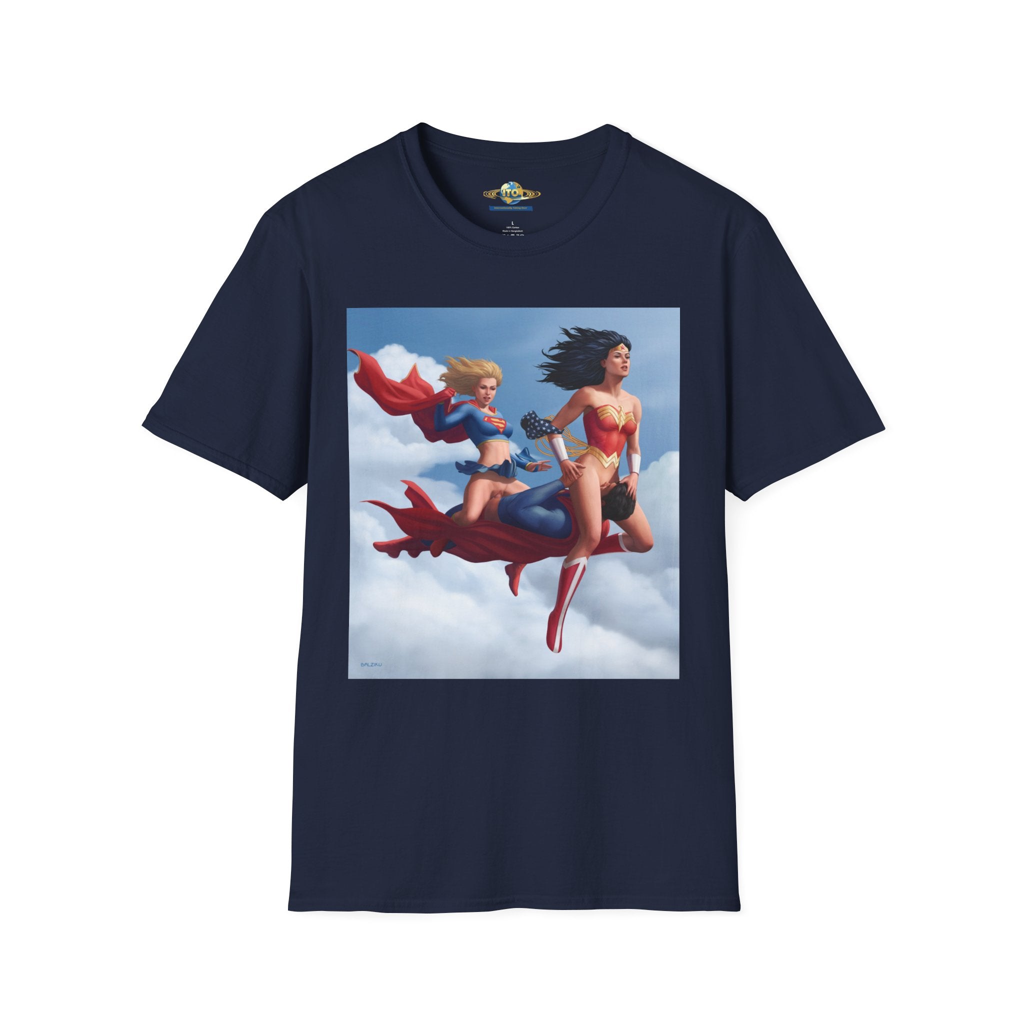 Superhero Tro T-Shirt — Vintage Flying Wonder Women Illustration