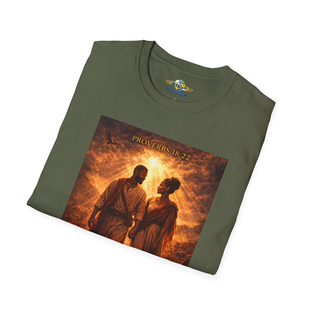 Religious T-Shirt - "He Who Finds a Good Wife" Inspirational Christian Couple Tee