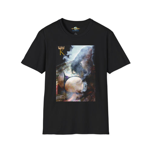 Abstract Cosmic Cat T-Shirt — Surreal Moon & Cat Art Tee
