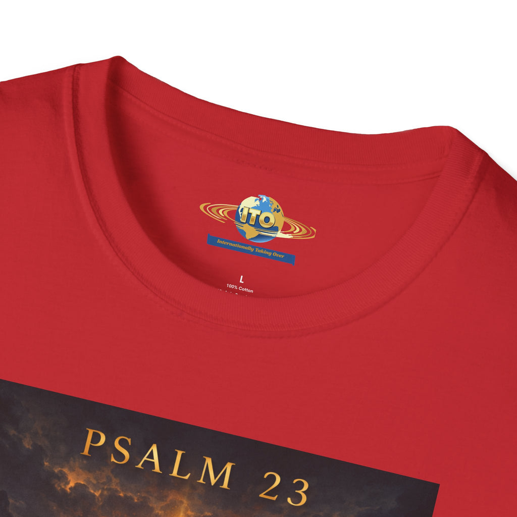 Psalm 23 T-Shirt — Christian Cross & Valley of the Shadow Design