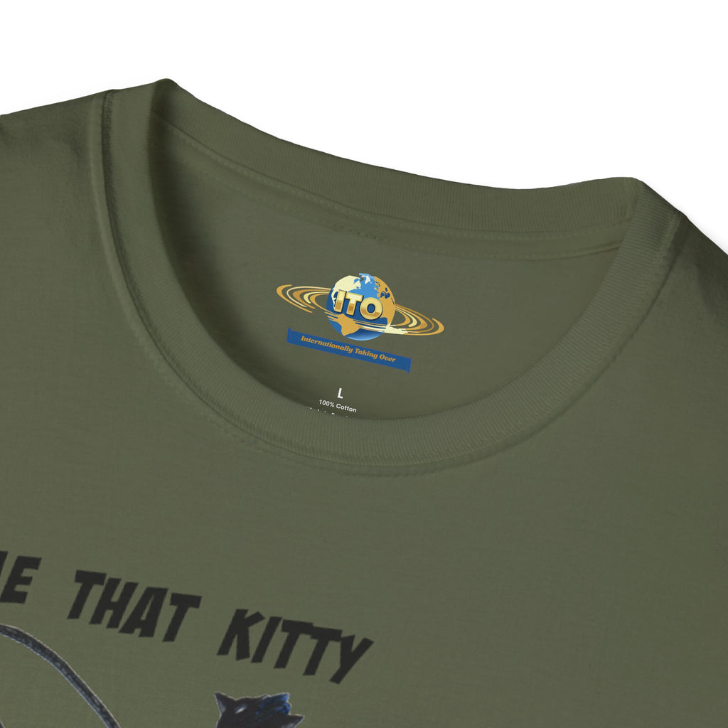 T-Shirt — "Tame That Kitty" Black Cat Whip Illustration