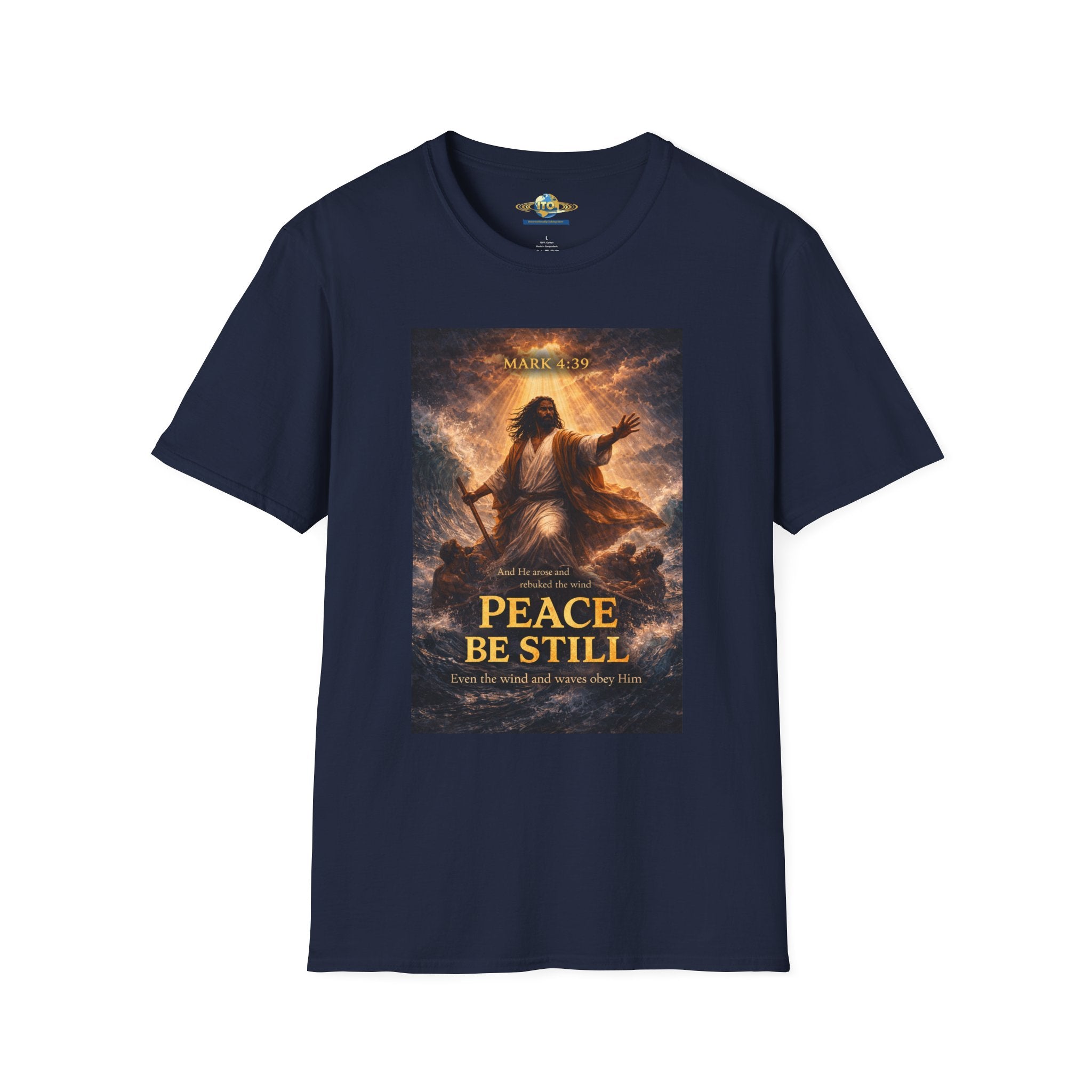 Jesus Calming the Storm T-Shirt — "Peace Be Still" Christian Faith Tee