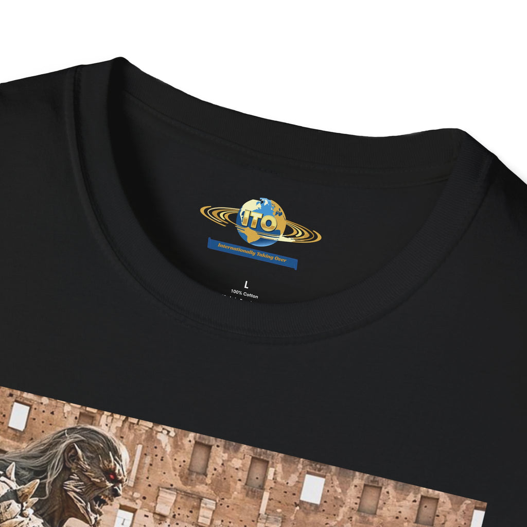 Fantasy Heroes Faceoff T-Shirt — Epic Gladiator Arena Scene